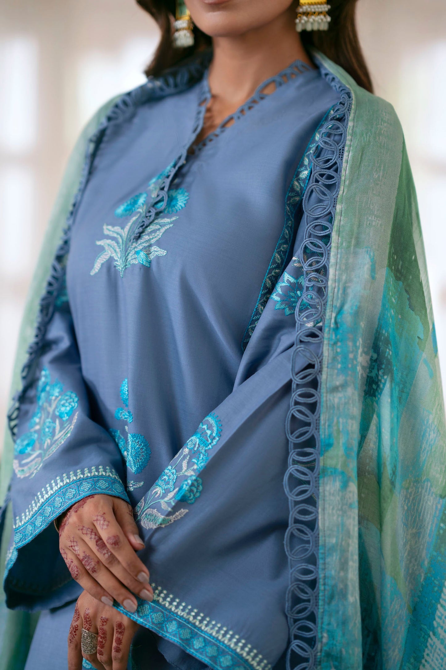 Cotton Lawn Dyed Embroidery