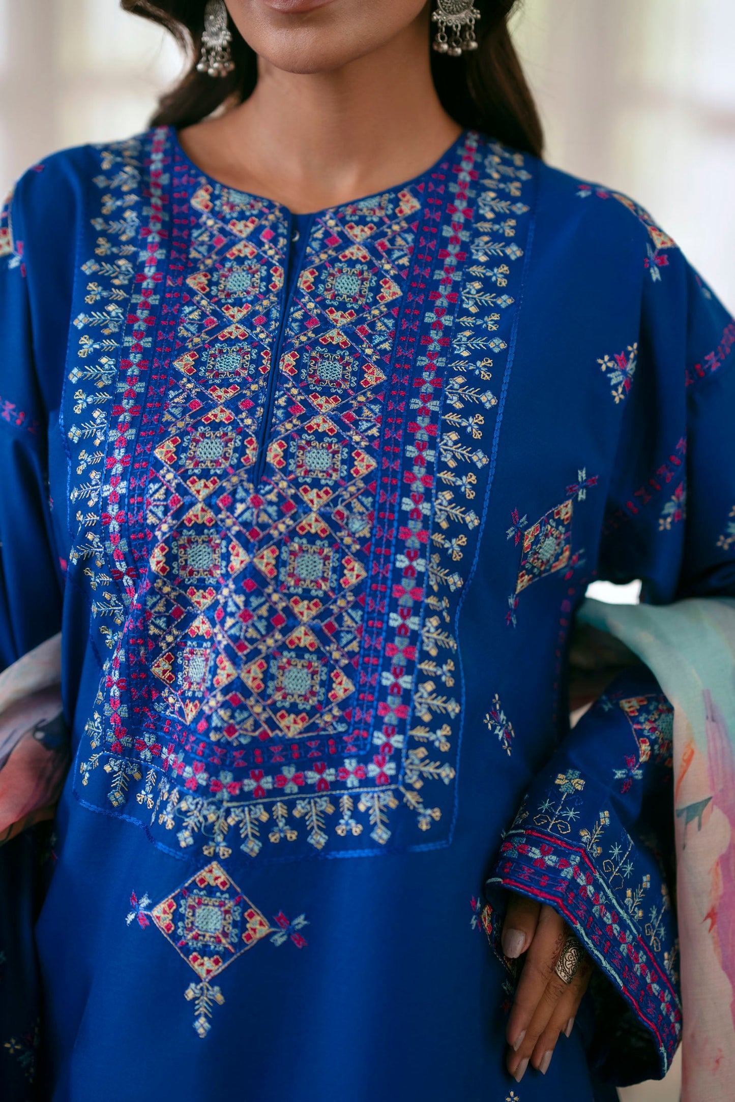Cotton Lawn Dyed Embroidery