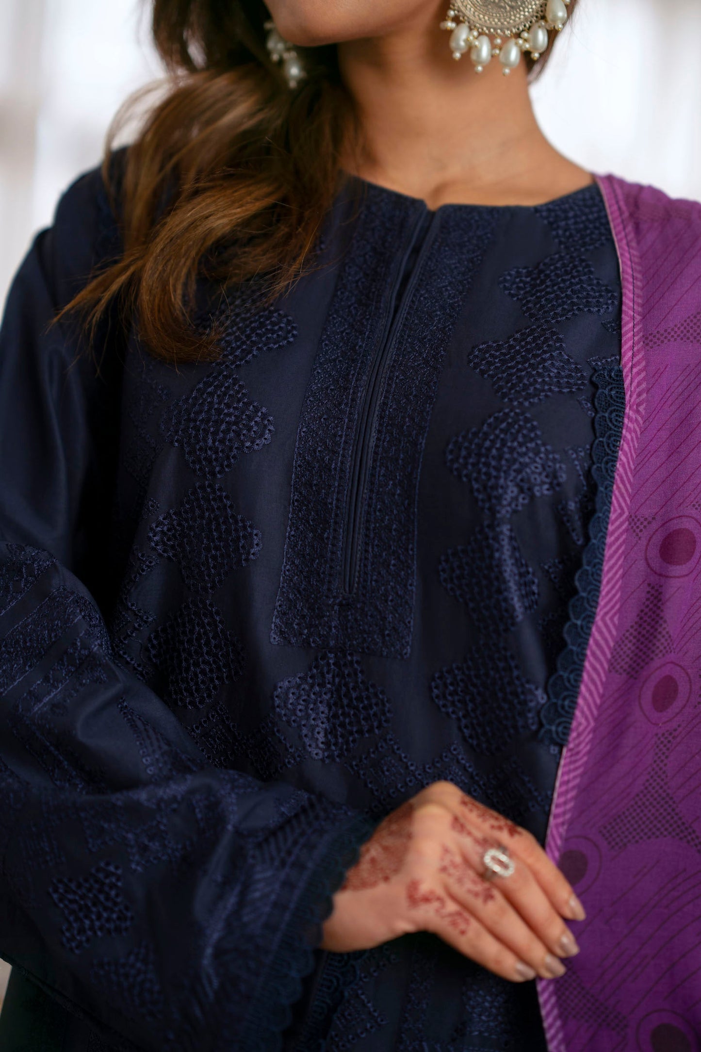 Cotton Lawn Dyed Embroidery