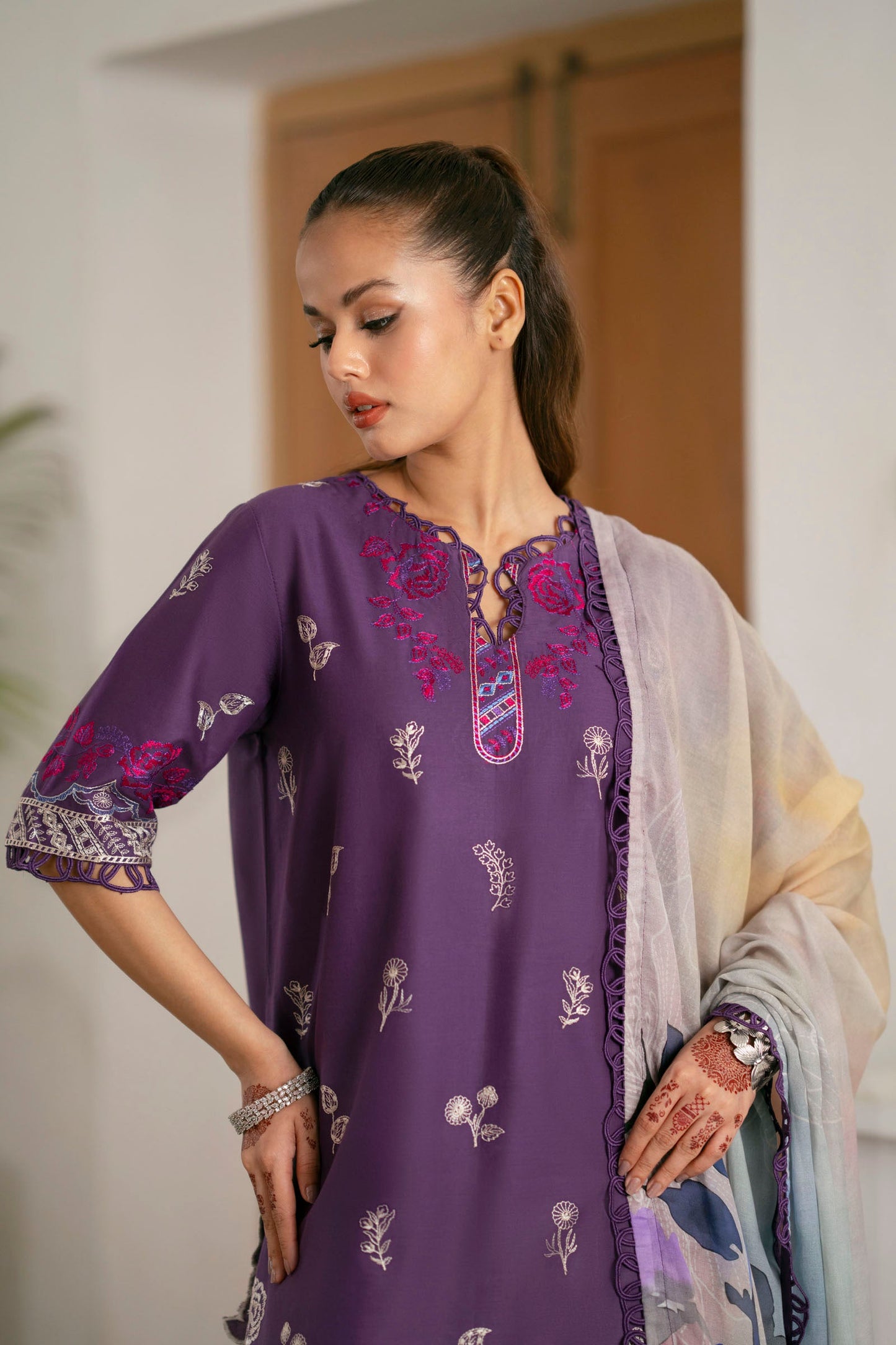 Cotton Lawn Dyed Embroidery