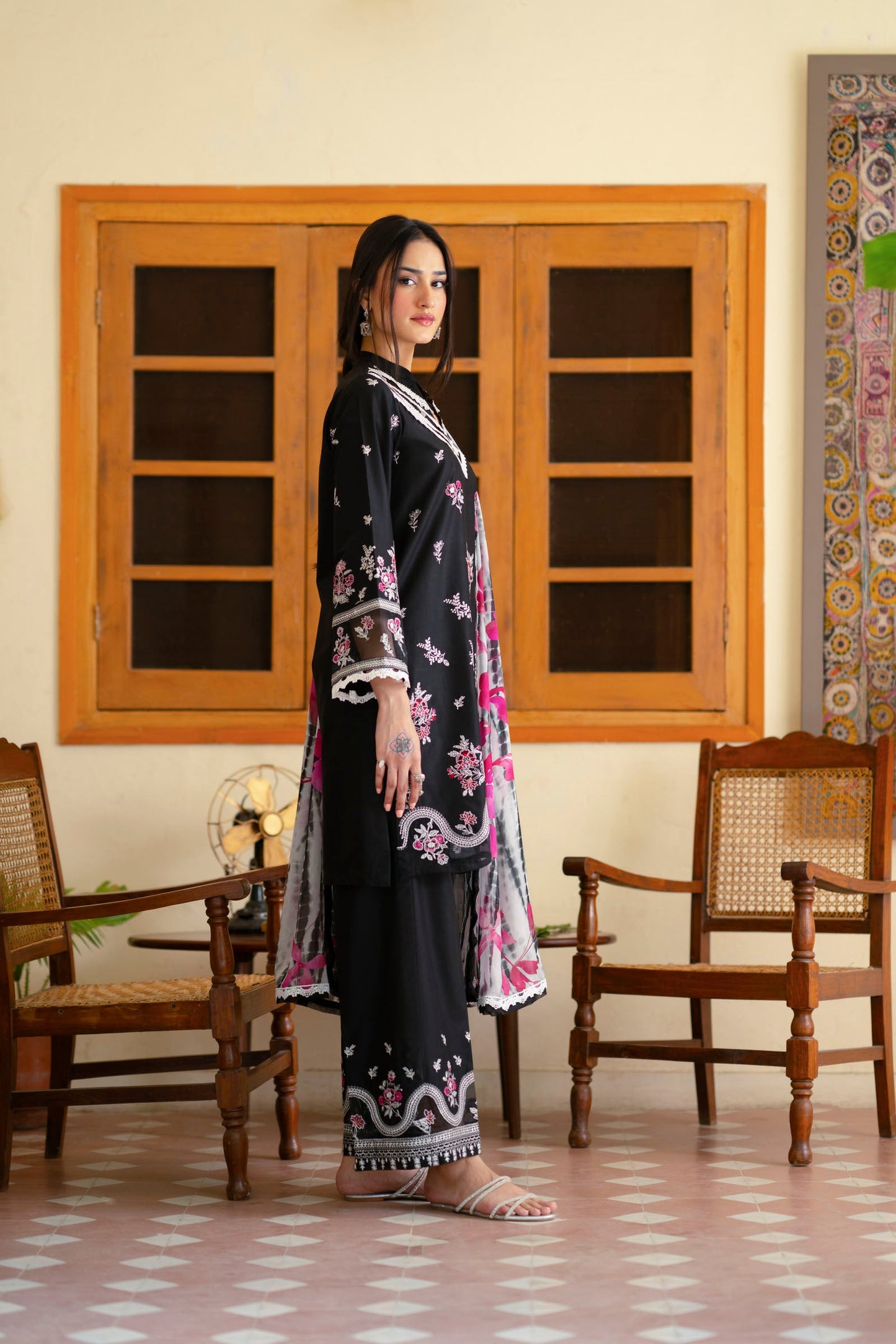 Cotton Lawn Dyed Embroidery