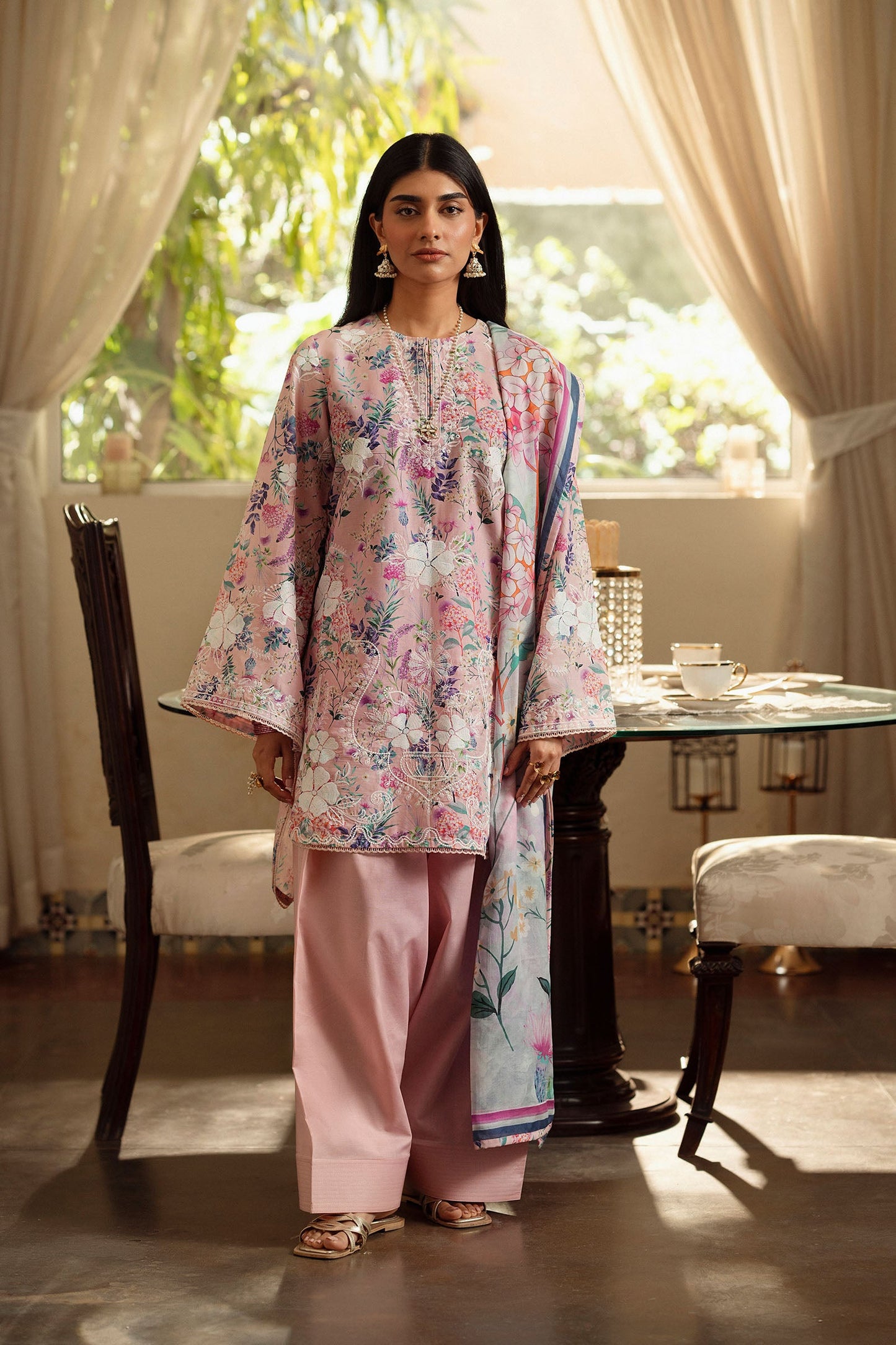 Cotton Lawn Digital Print Cotton Thread Embroidery