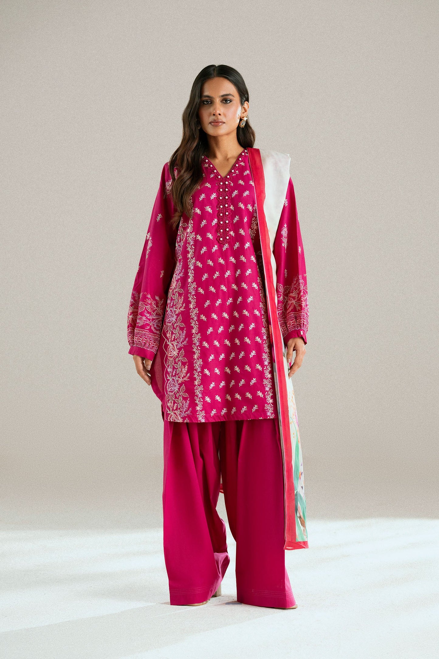 Cotton Lawn Dyed Embroidery