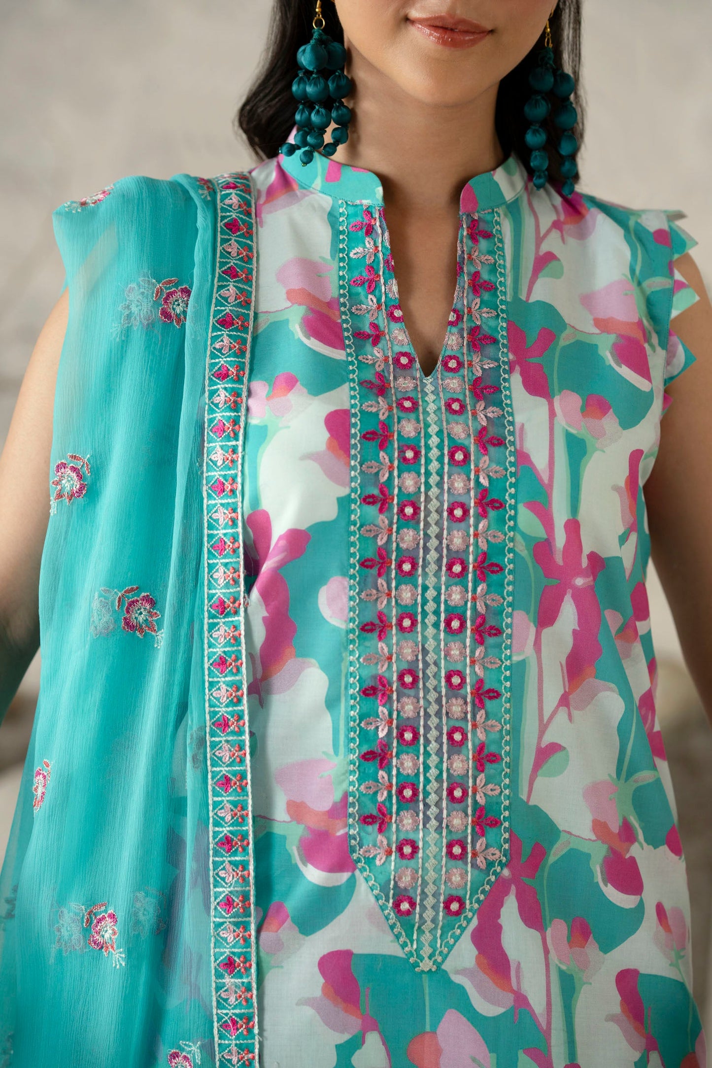 Cotton Lawn Digital Print Embroidery