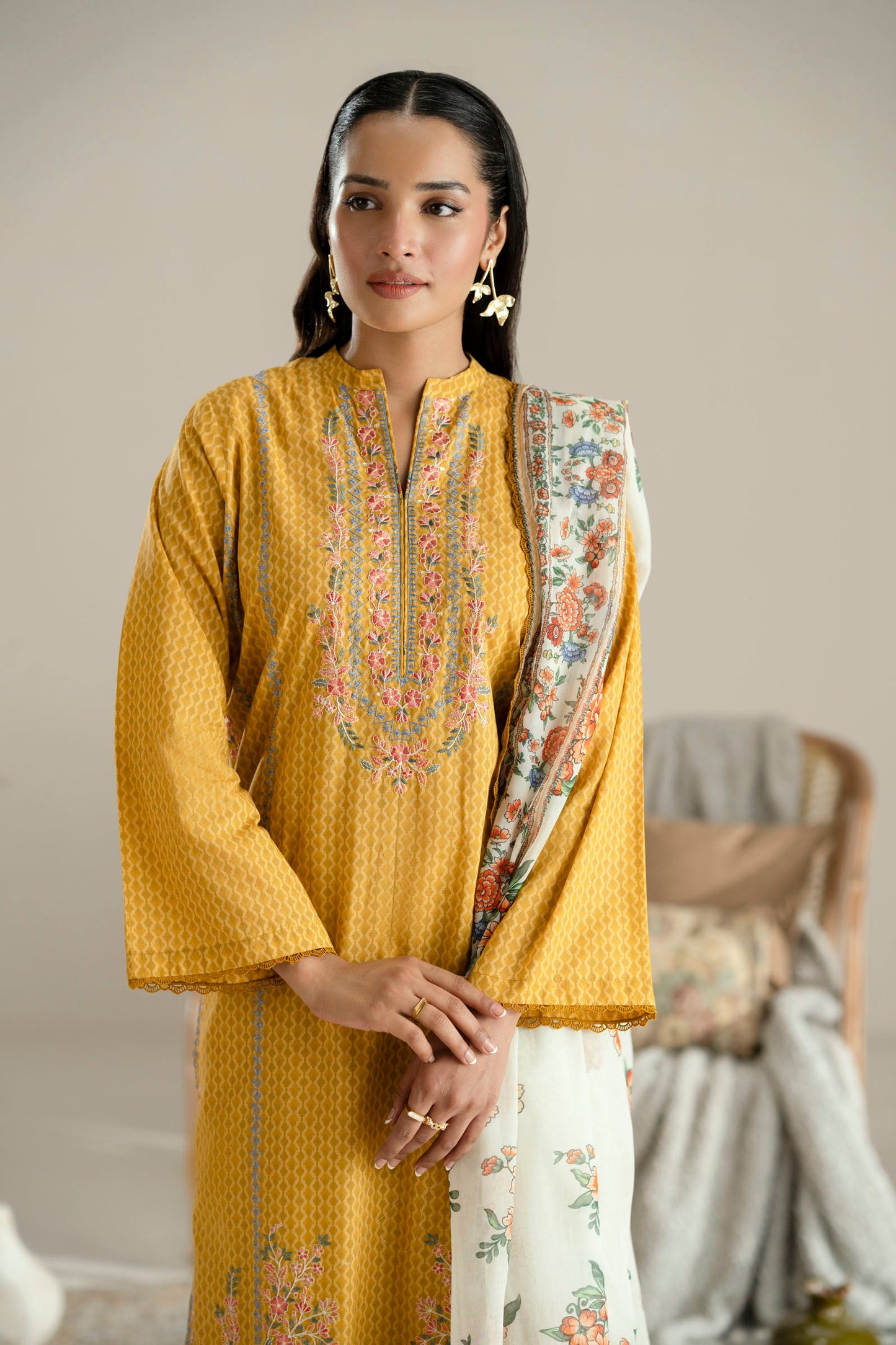 Cotton Lawn Digital Print Embroidery