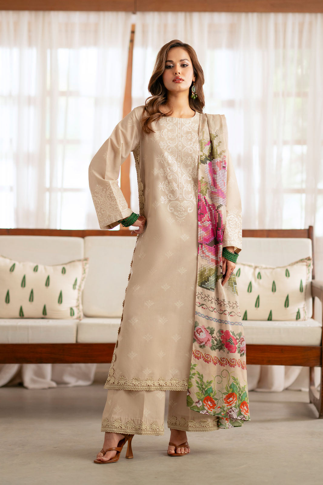 Cotton Lawn Digital Print Embroidery