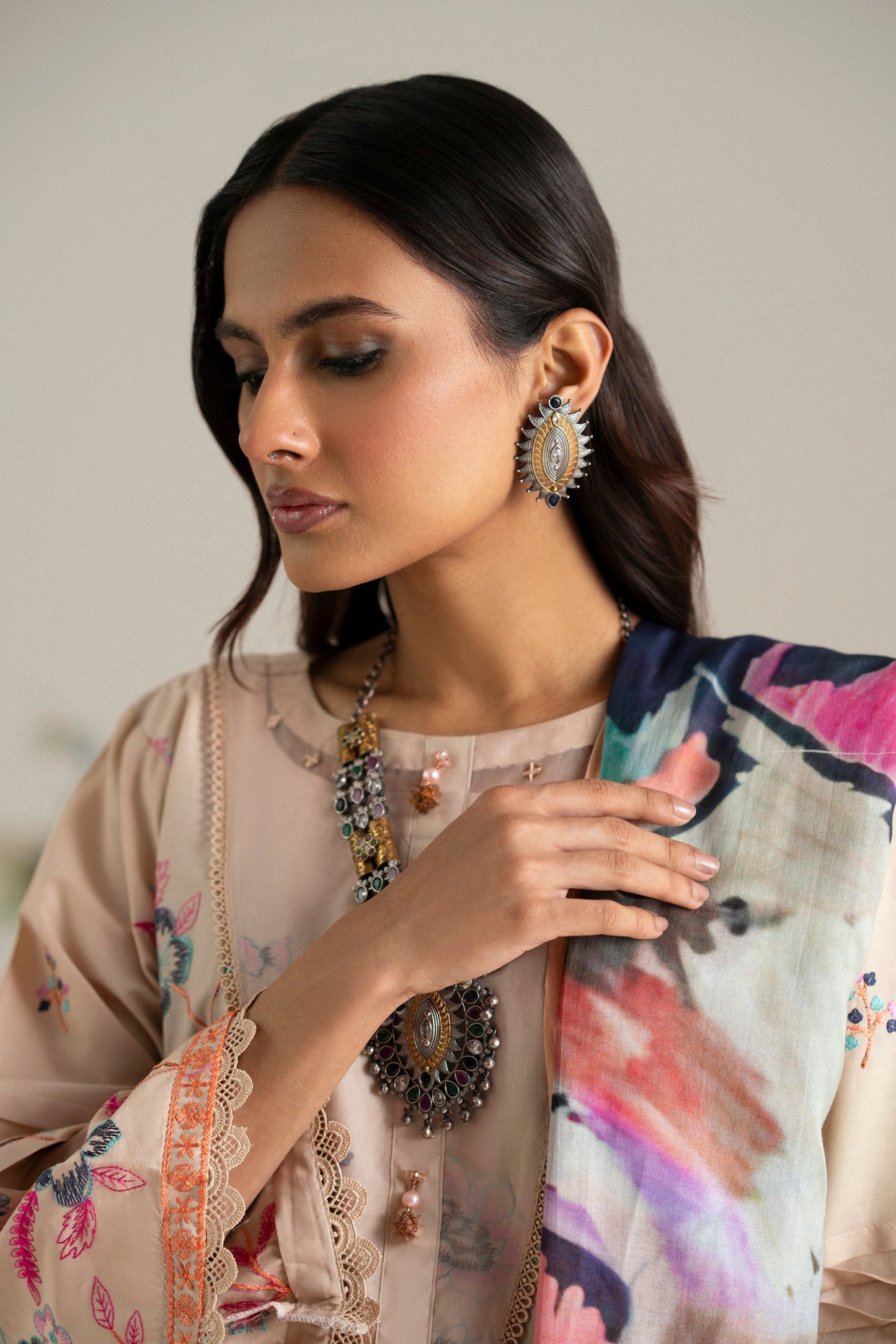 Cotton Lawn Dyed Embroidery