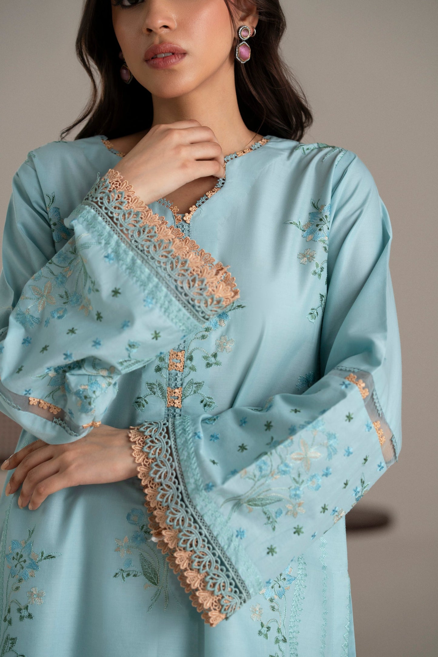 Cotton Lawn Dyed Embroidery
