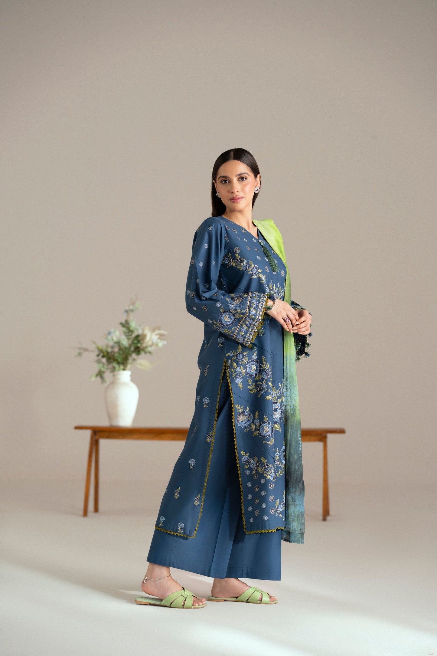 Cotton Lawn Dyed Embroidery