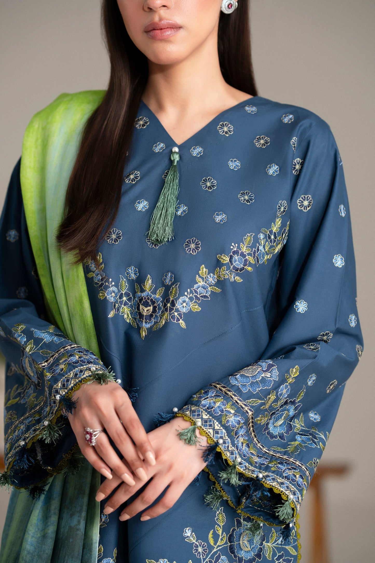 Cotton Lawn Dyed Embroidery