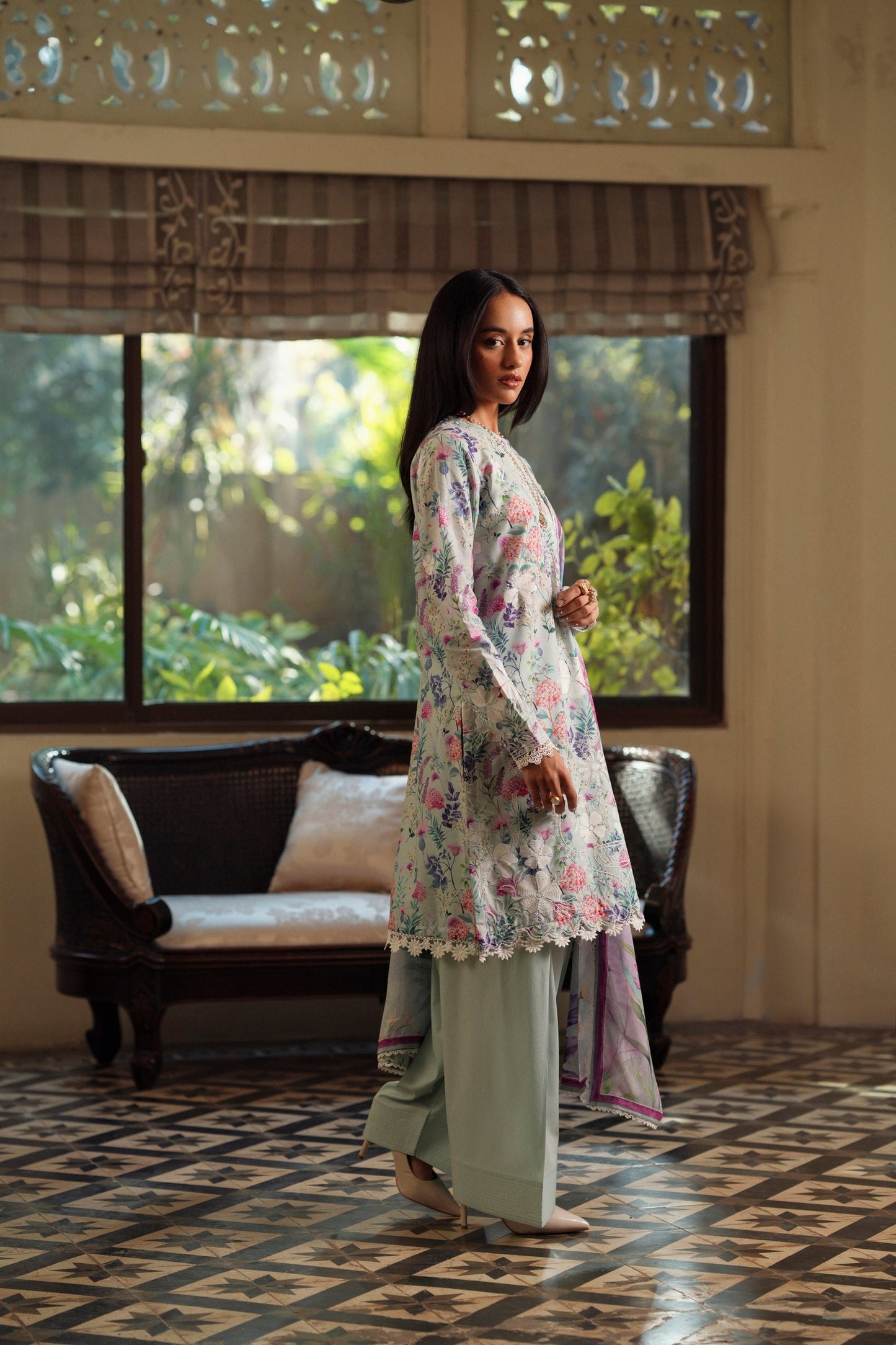 Cotton Lawn Digital Print Cotton Thread Embroidery