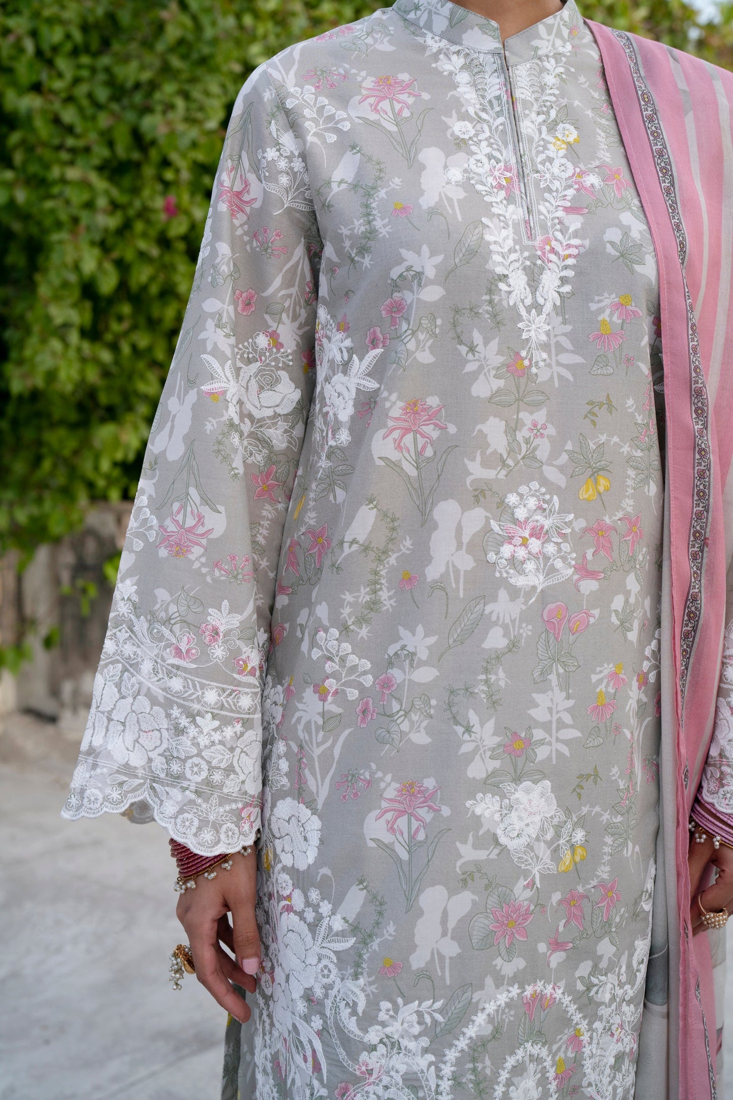 Cotton Lawn Digital Print Cotton Thread Embroidery