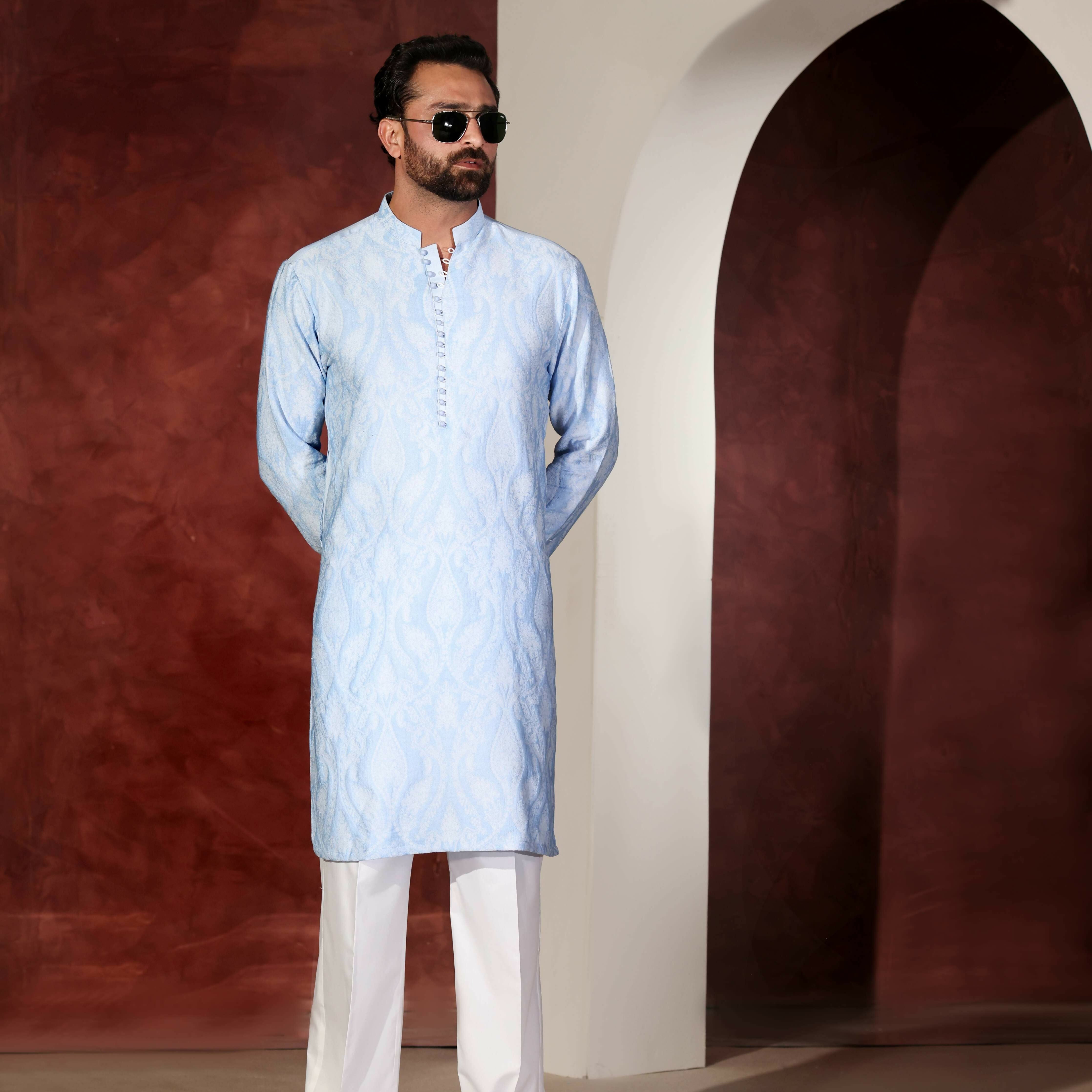 CK 767 Sky Blue Chikankari Kurta