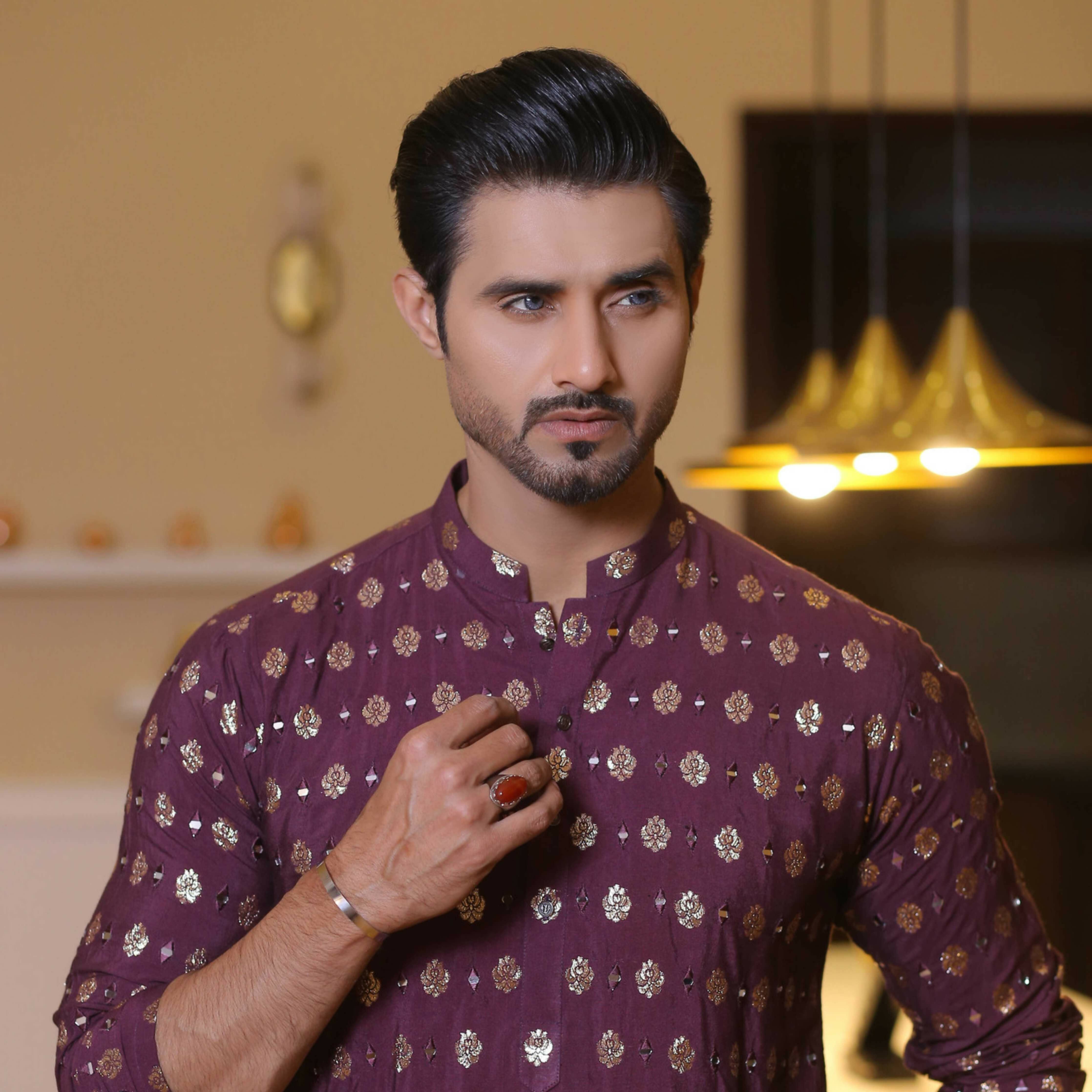 MR 64 Purple Mirror Work Kurta Pajama