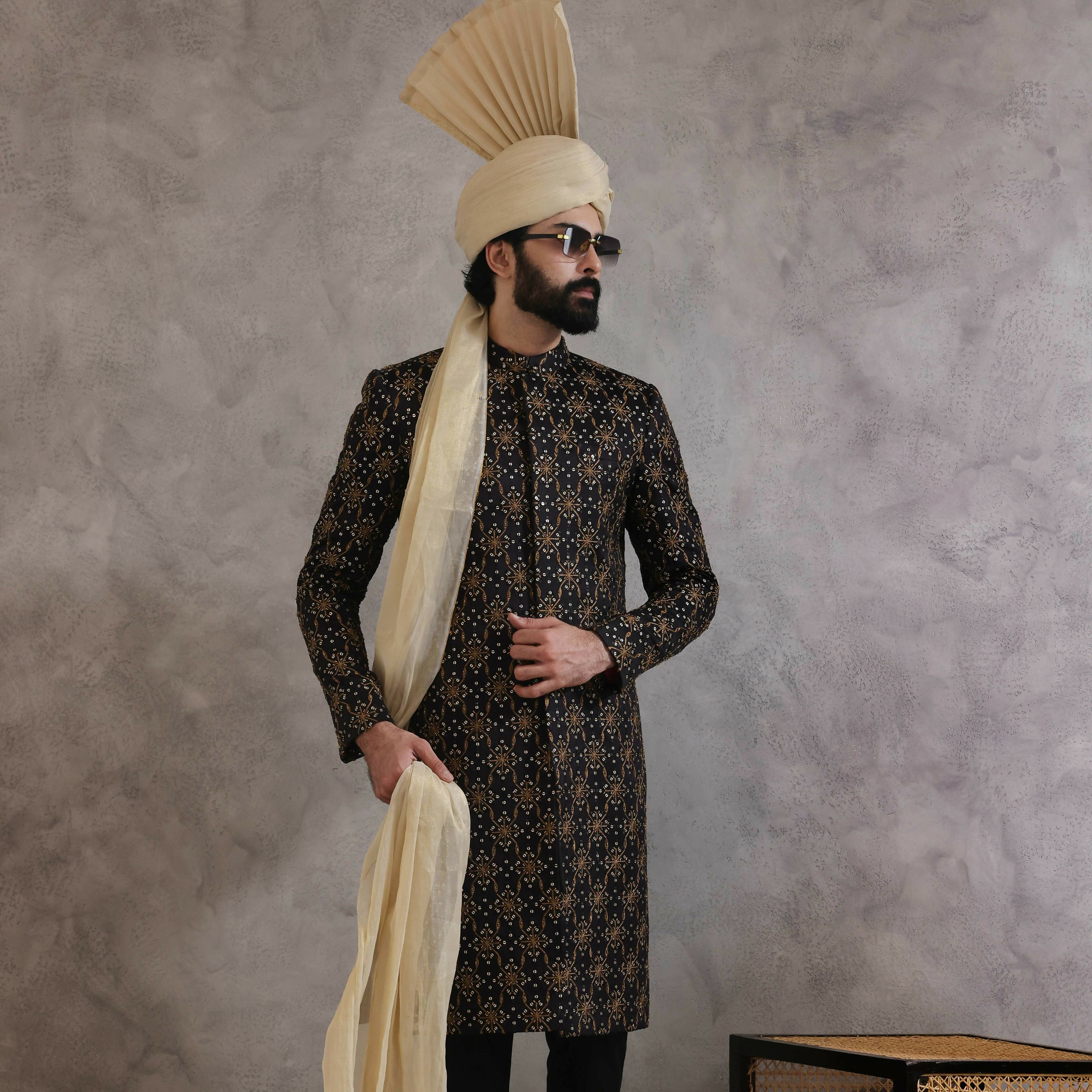 ER SH 115 Black Sherwani