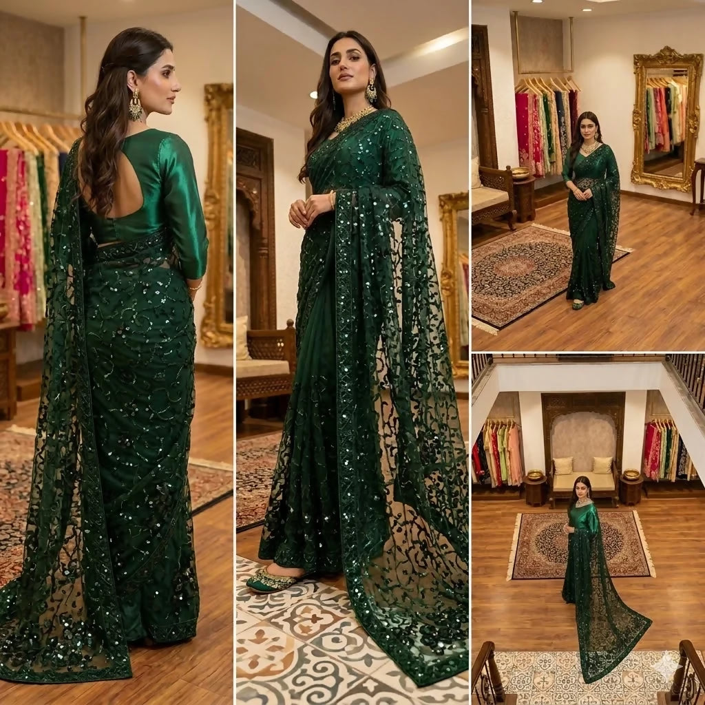 Embroidered Net Sarree