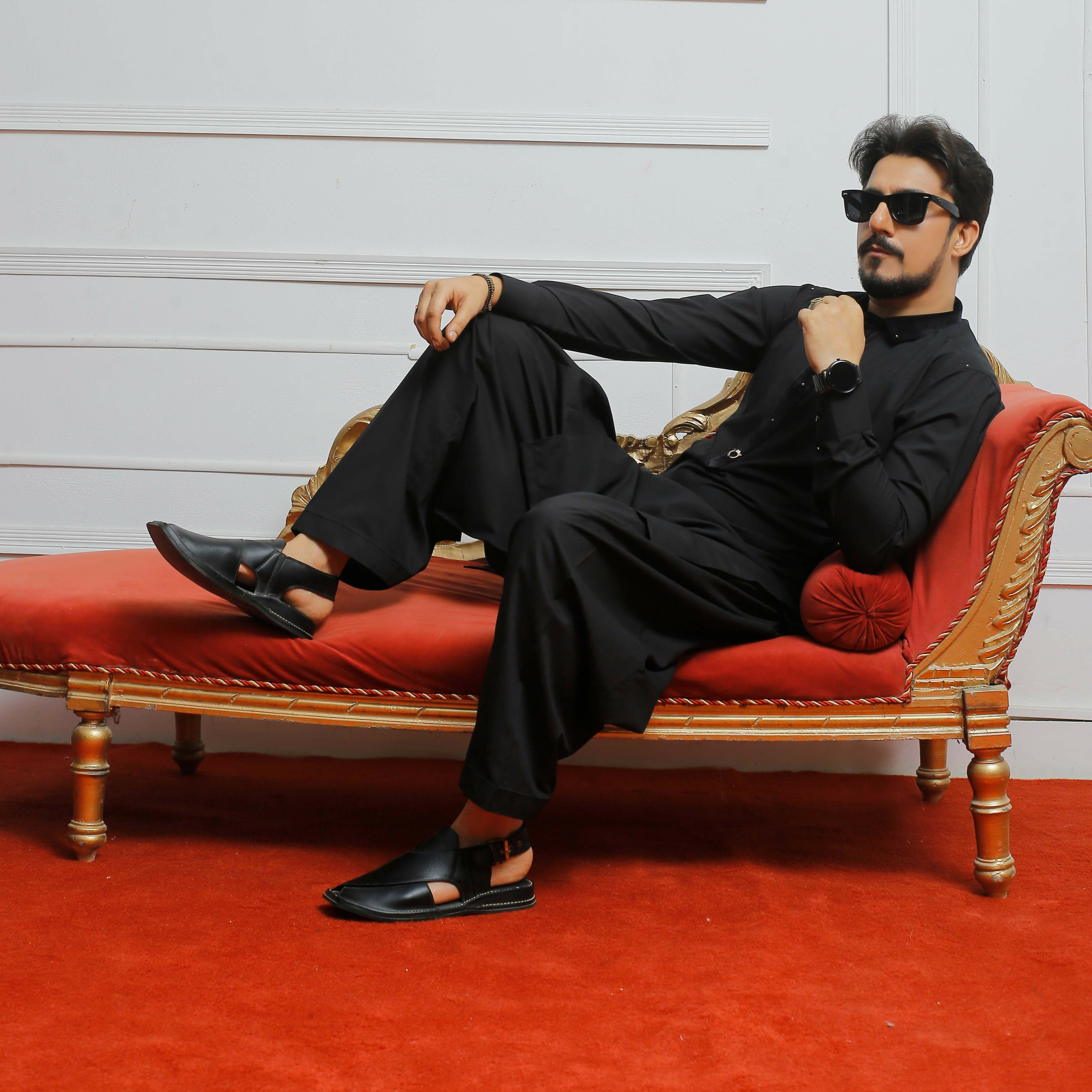 ER 808 Shining Black Executive Shalwar Kameez