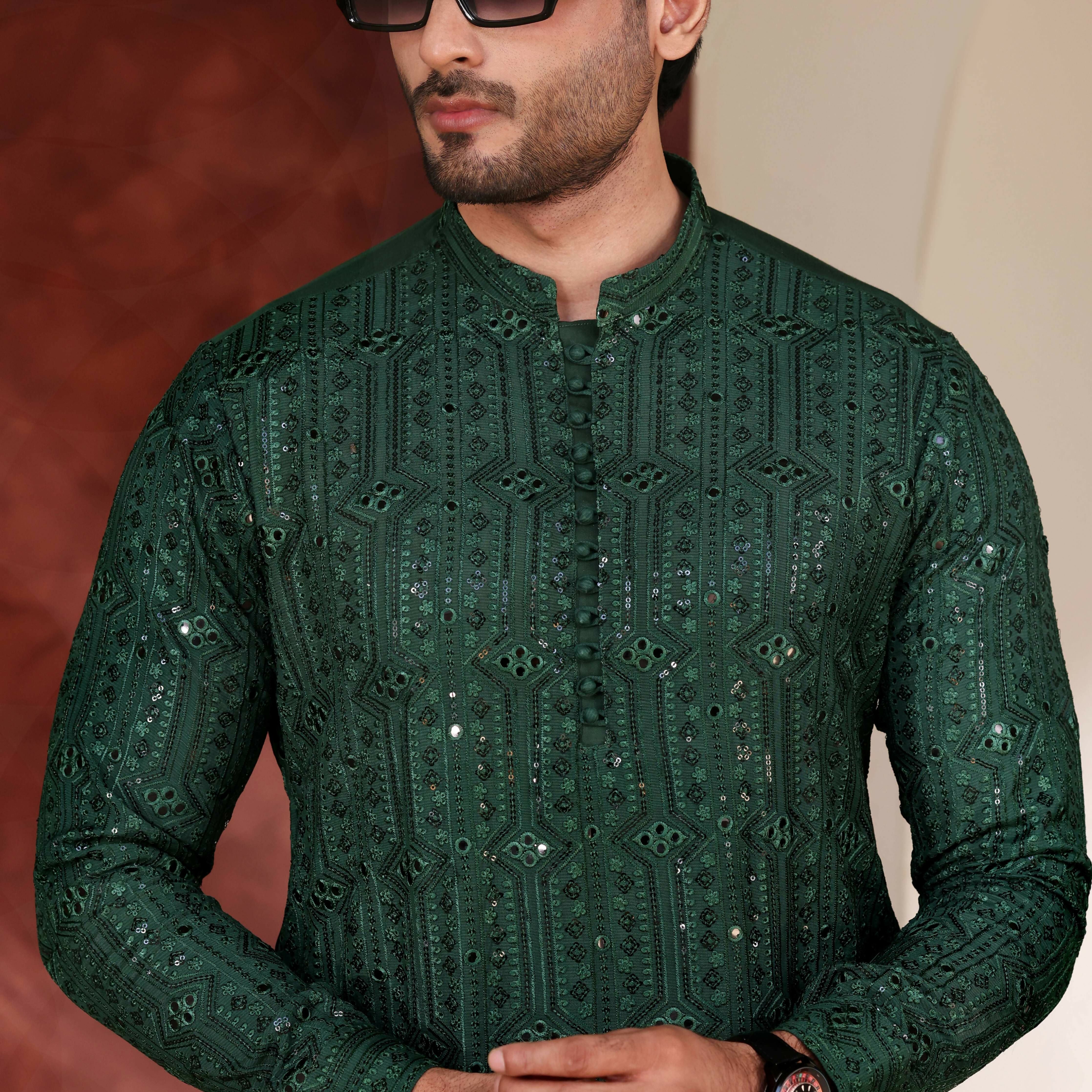 CK 771 Green Chikankari Kurta