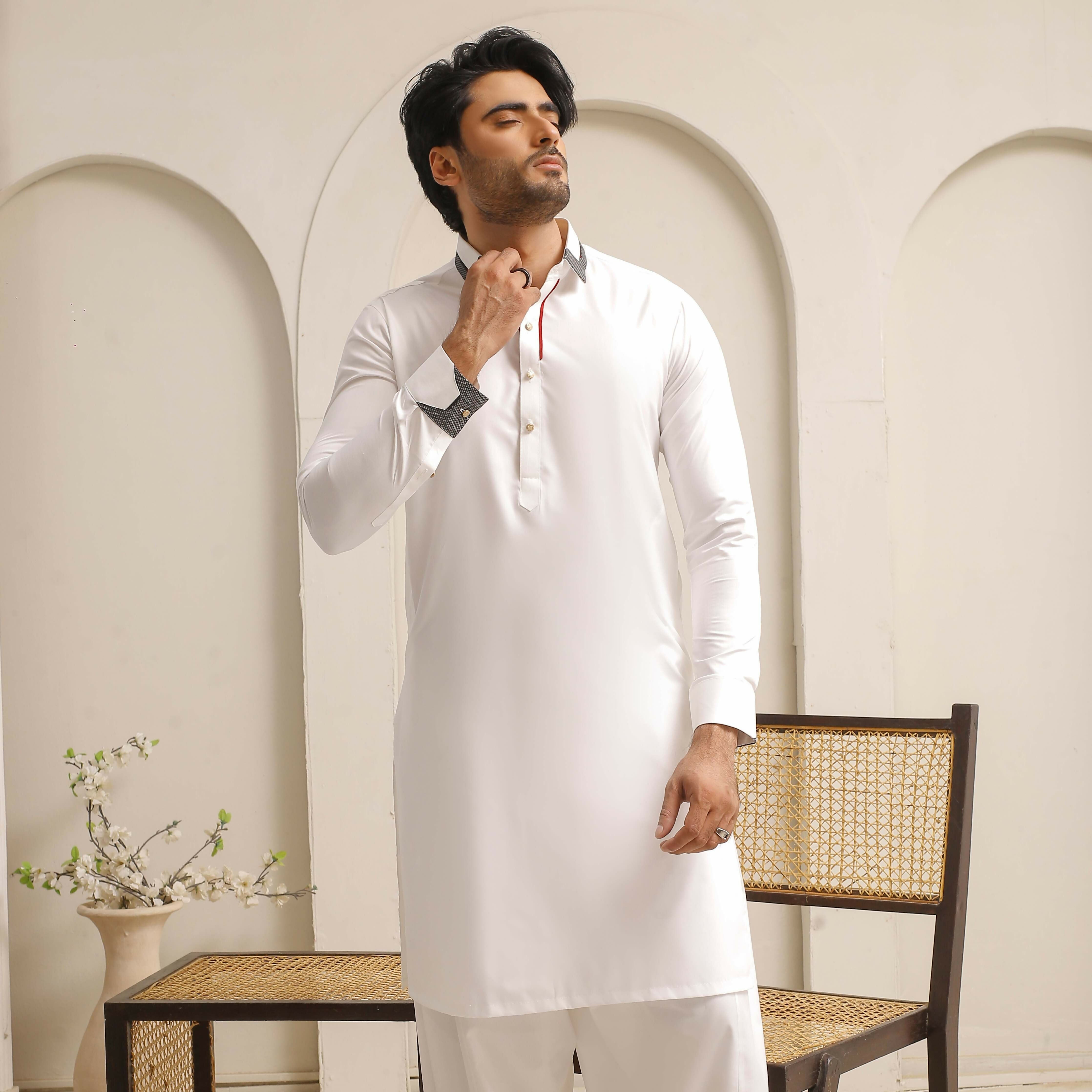 ER 810 Shining White Executive Shalwar Kameez