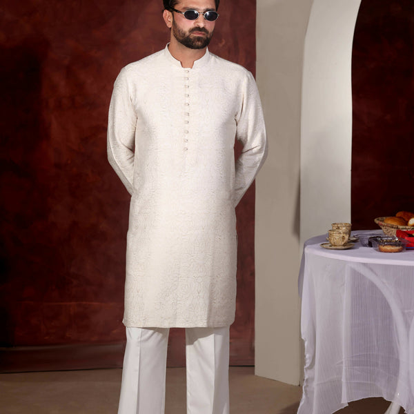 CK 762 White Chikankari Kurta
