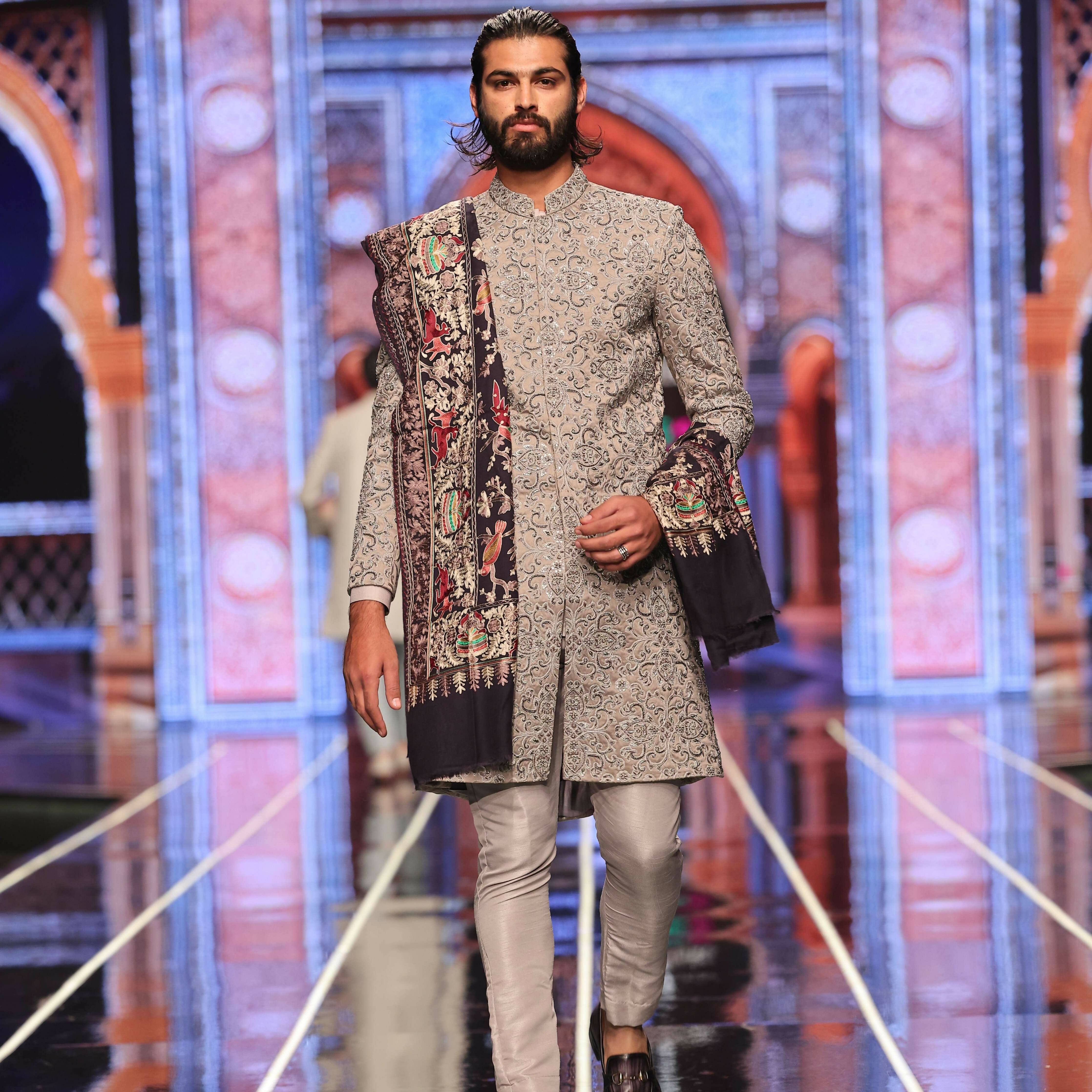 BCW 62 Grey Hand Work Groom Sherwani