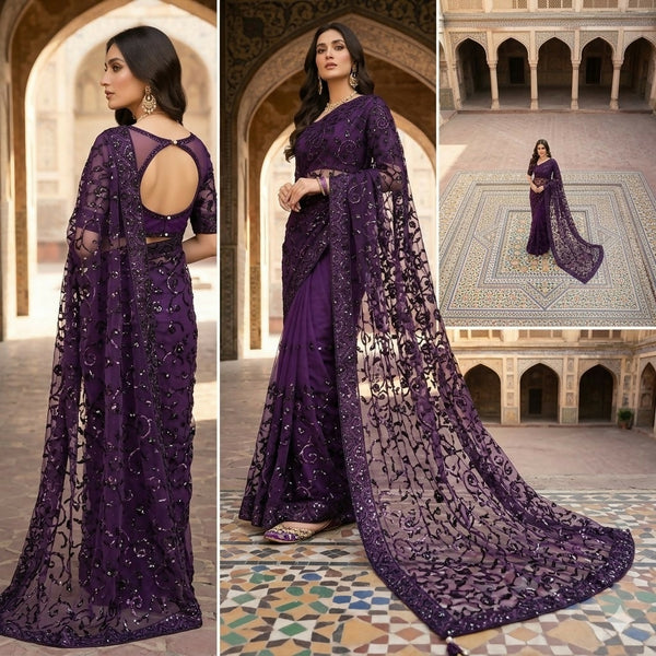 Embroidered Net Sarree