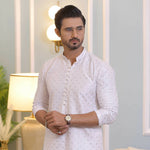CK 708 White Chikankari Kurta Pajama