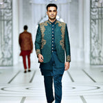 BCW PC 48 Teal Green Prince Coat With Kora Daka Work With Inner Waist Coat Add Kurta