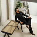 Enigma Black Executive Kurta Flap Cut Farshi