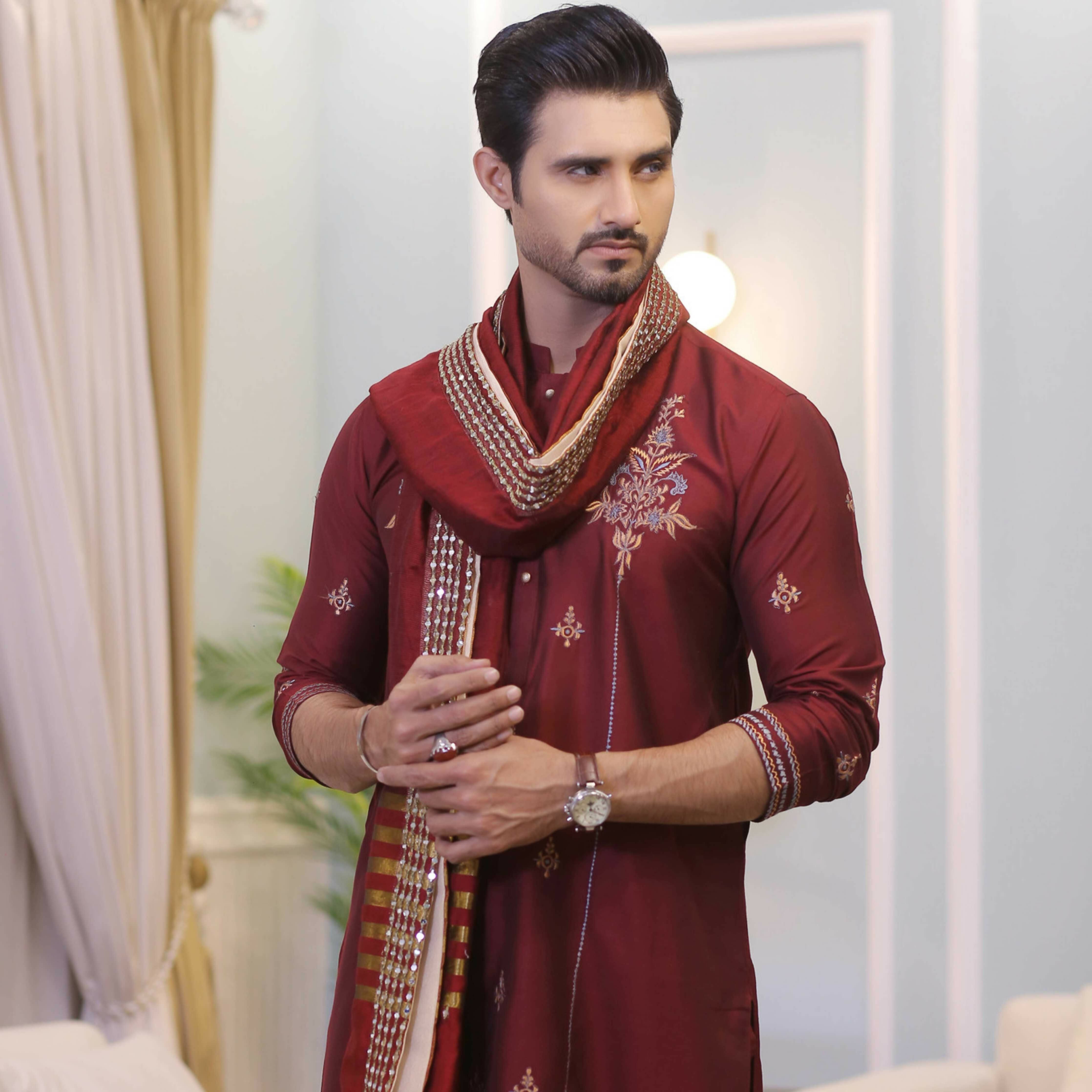 CK 714 Maroon Kurta Pajama Male