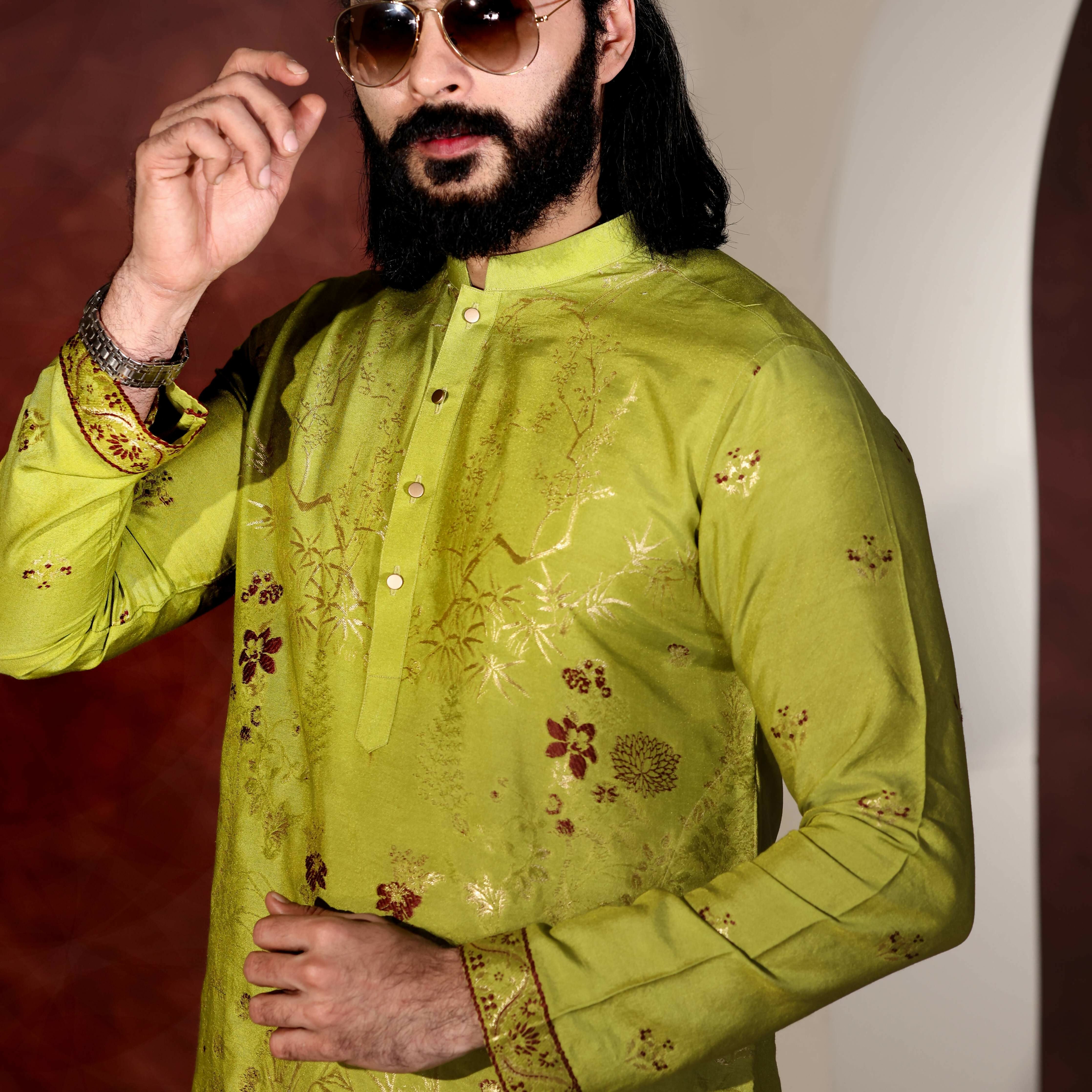 CK 765 Olive Green Chikankari Kurta