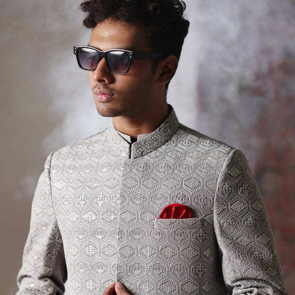ER 3023 Grey Sequance Prince Coat