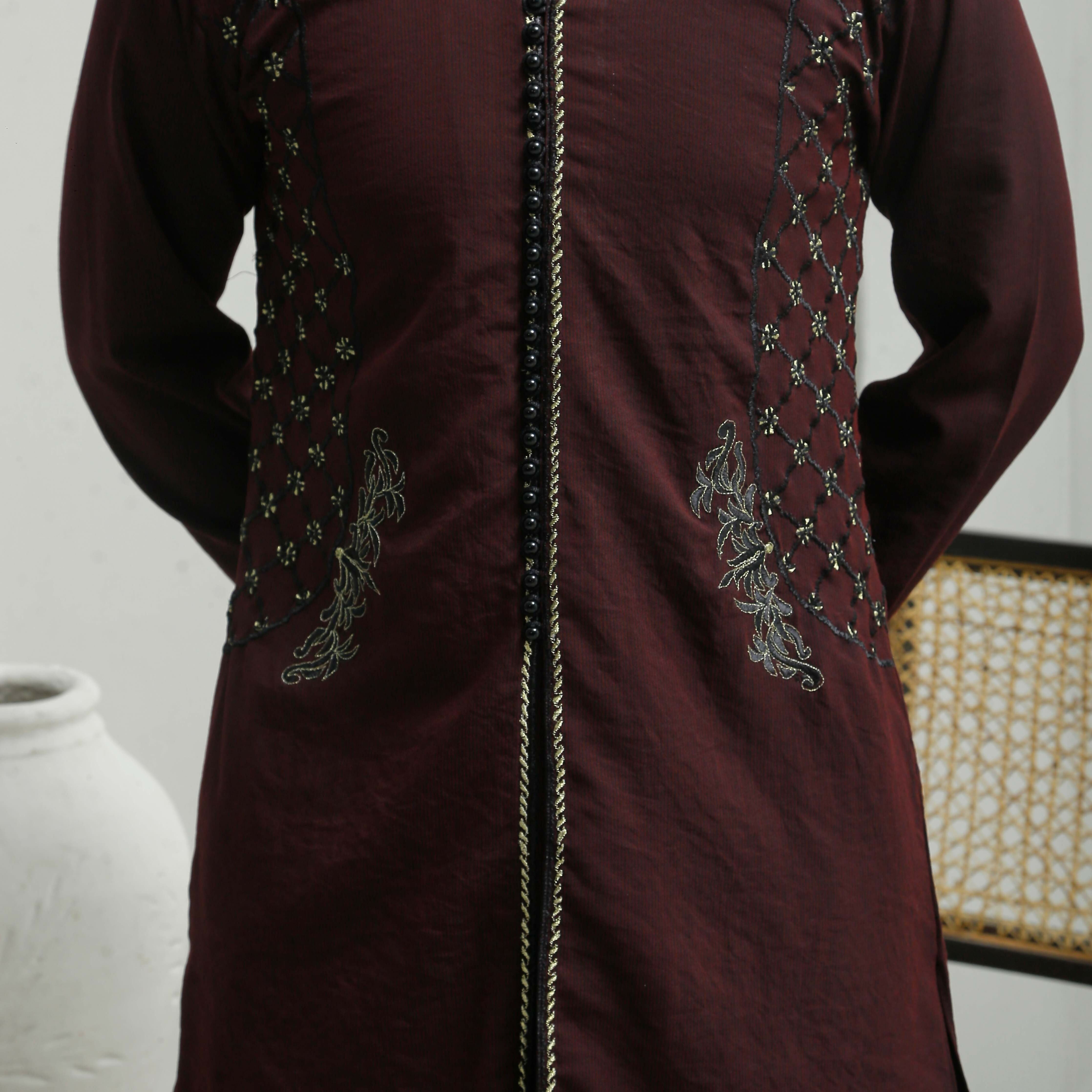 ER 501 Dark Maroon Kurta Bell Bottom Trouser