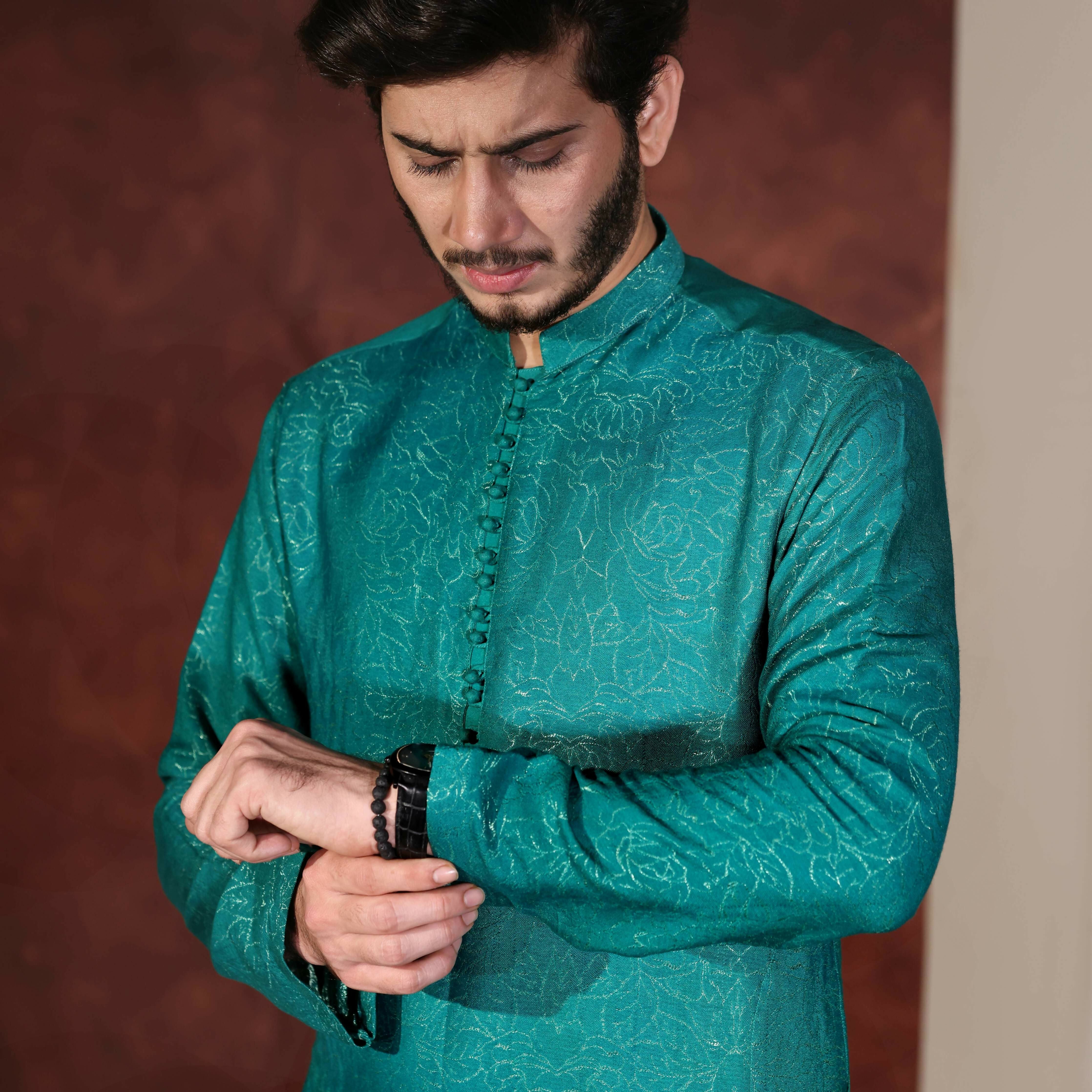 CK 768 Teal Green Chikankari Kurta