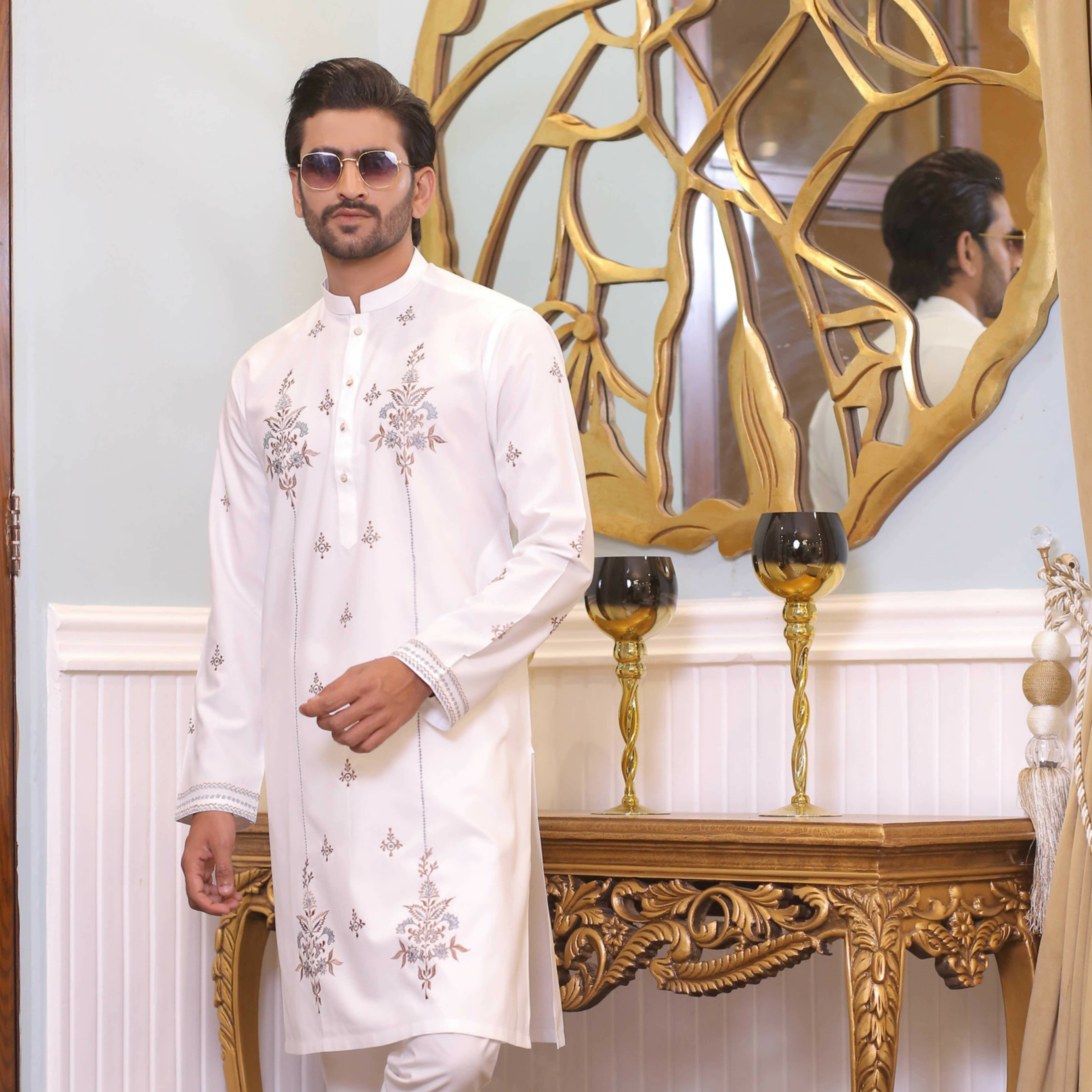 CK 717 White Kurta Pajama For Men