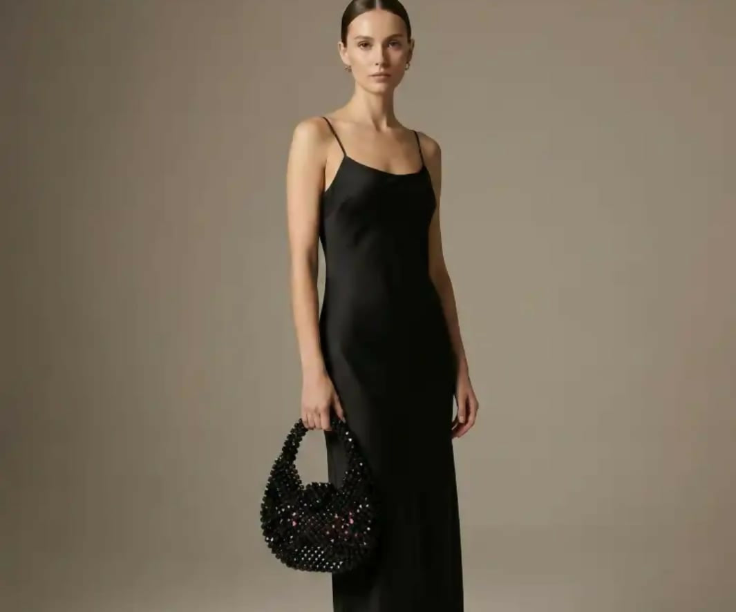Crystal beads crossbody handbag