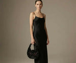 Crystal beads crossbody handbag