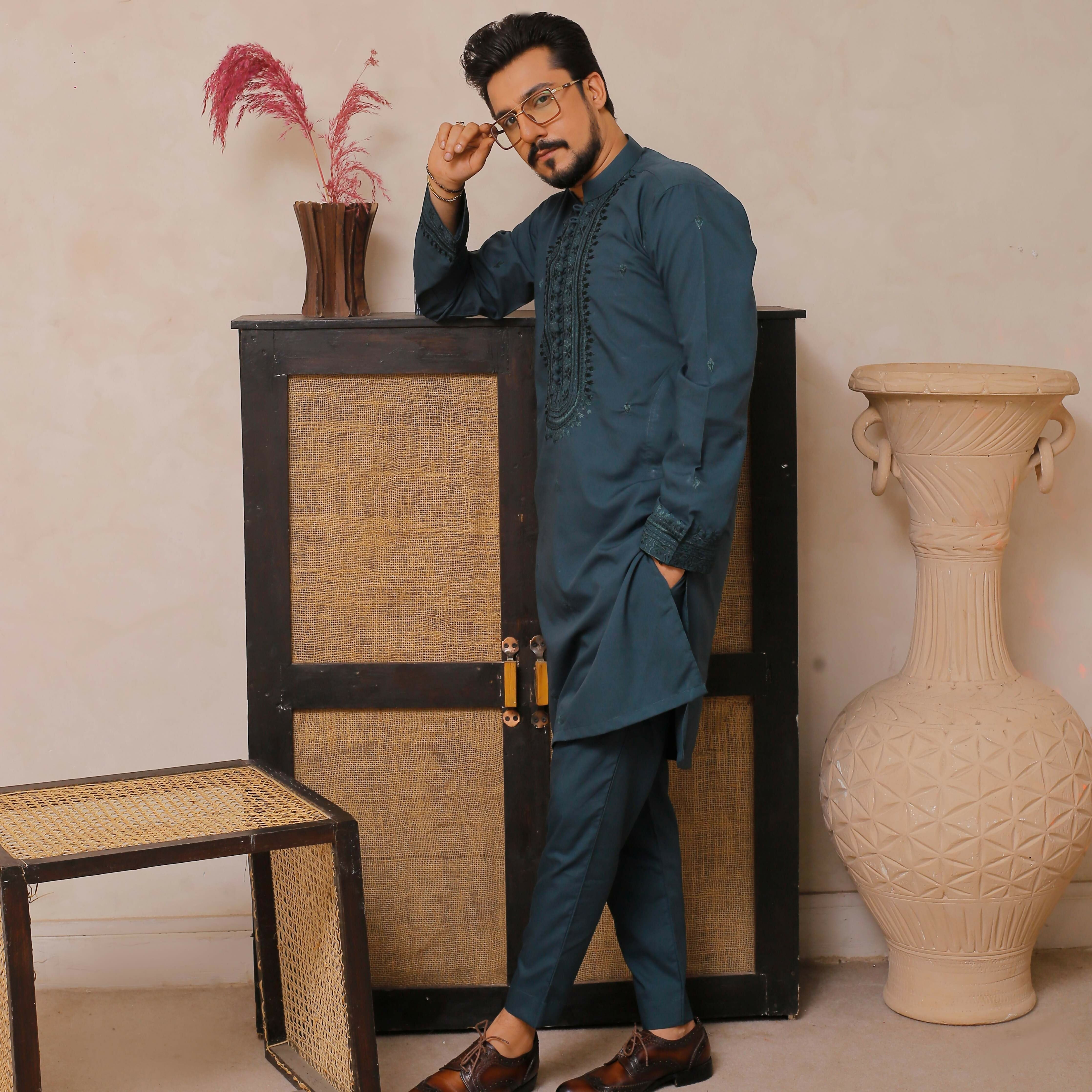 CK 500 Green Embroidered Executive Kurta Pajama