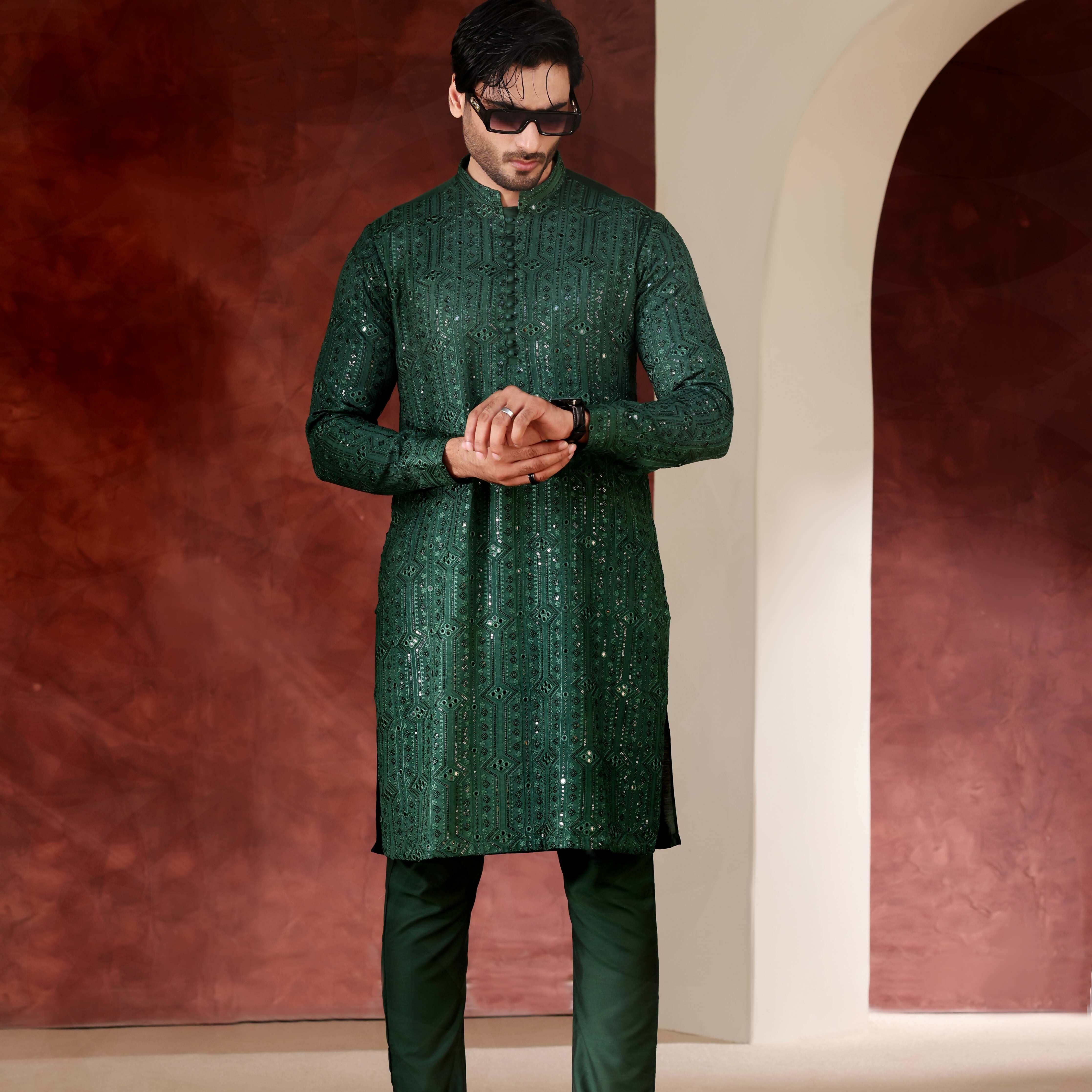 CK 771 Green Chikankari Kurta
