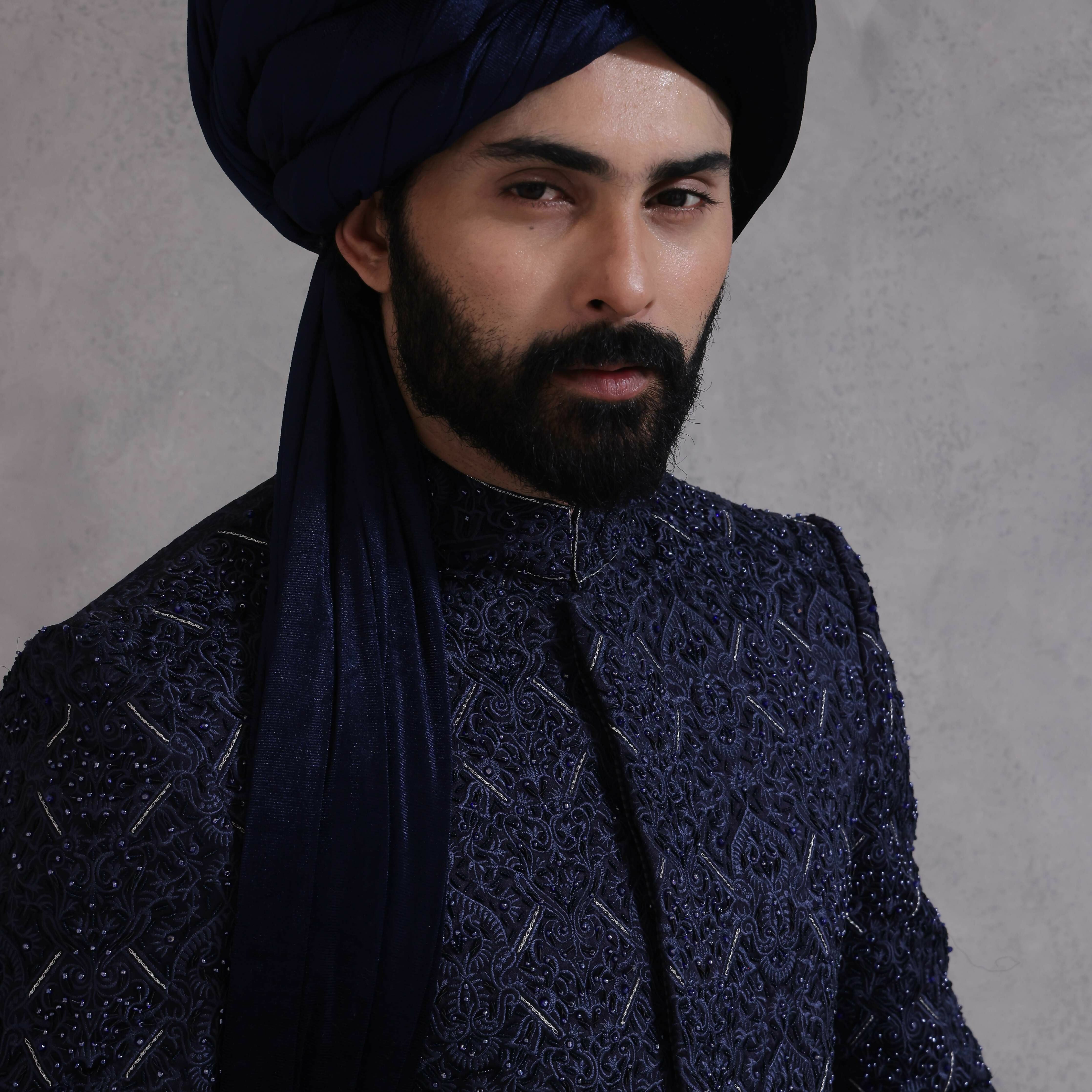 ER SH 118 Navy Blue Sherwani For Men