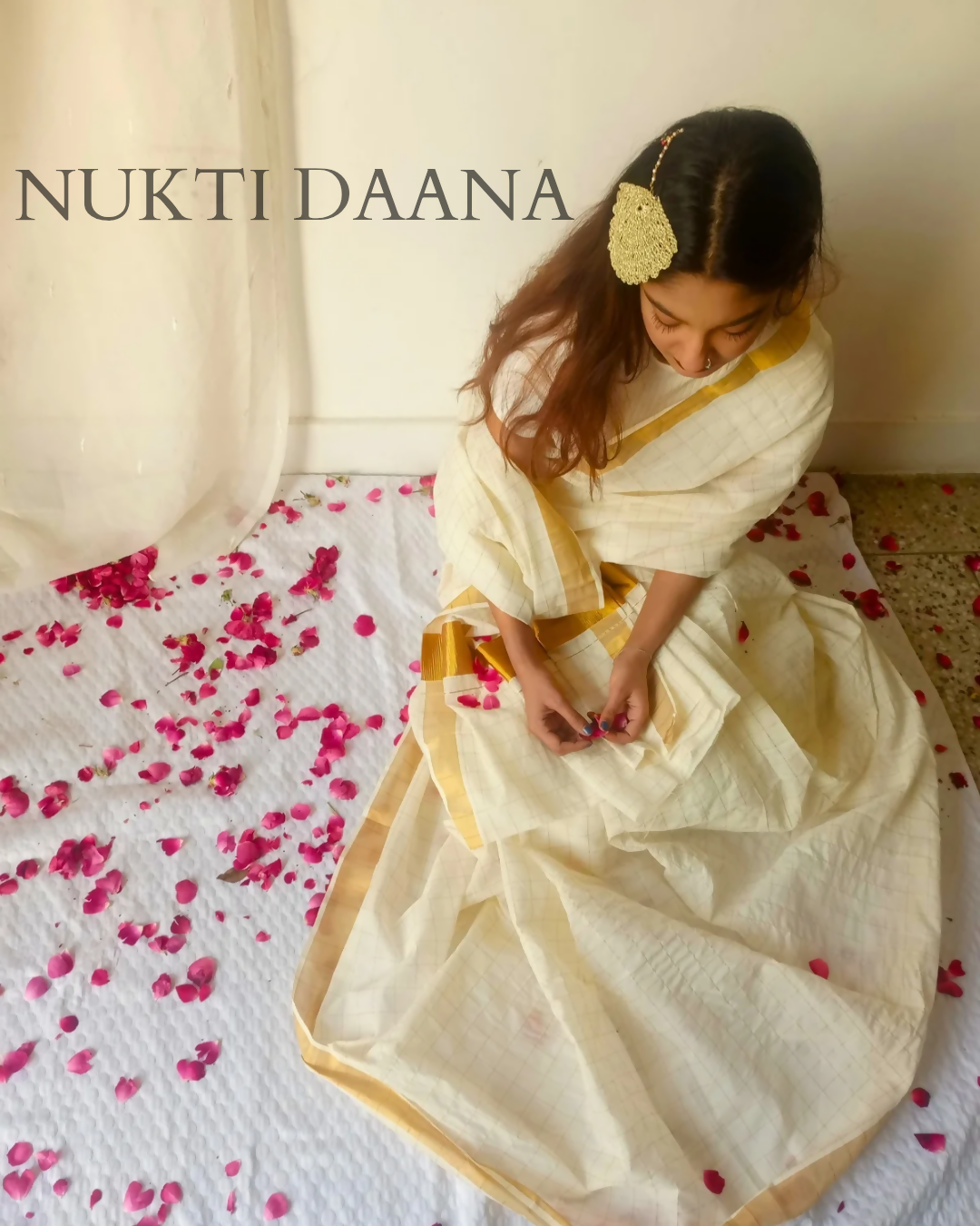 Classic White Saree with golden border