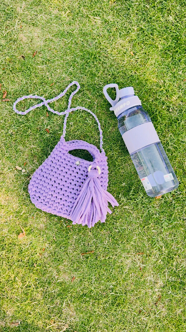 Crocheted Tshirt yarn crossbody