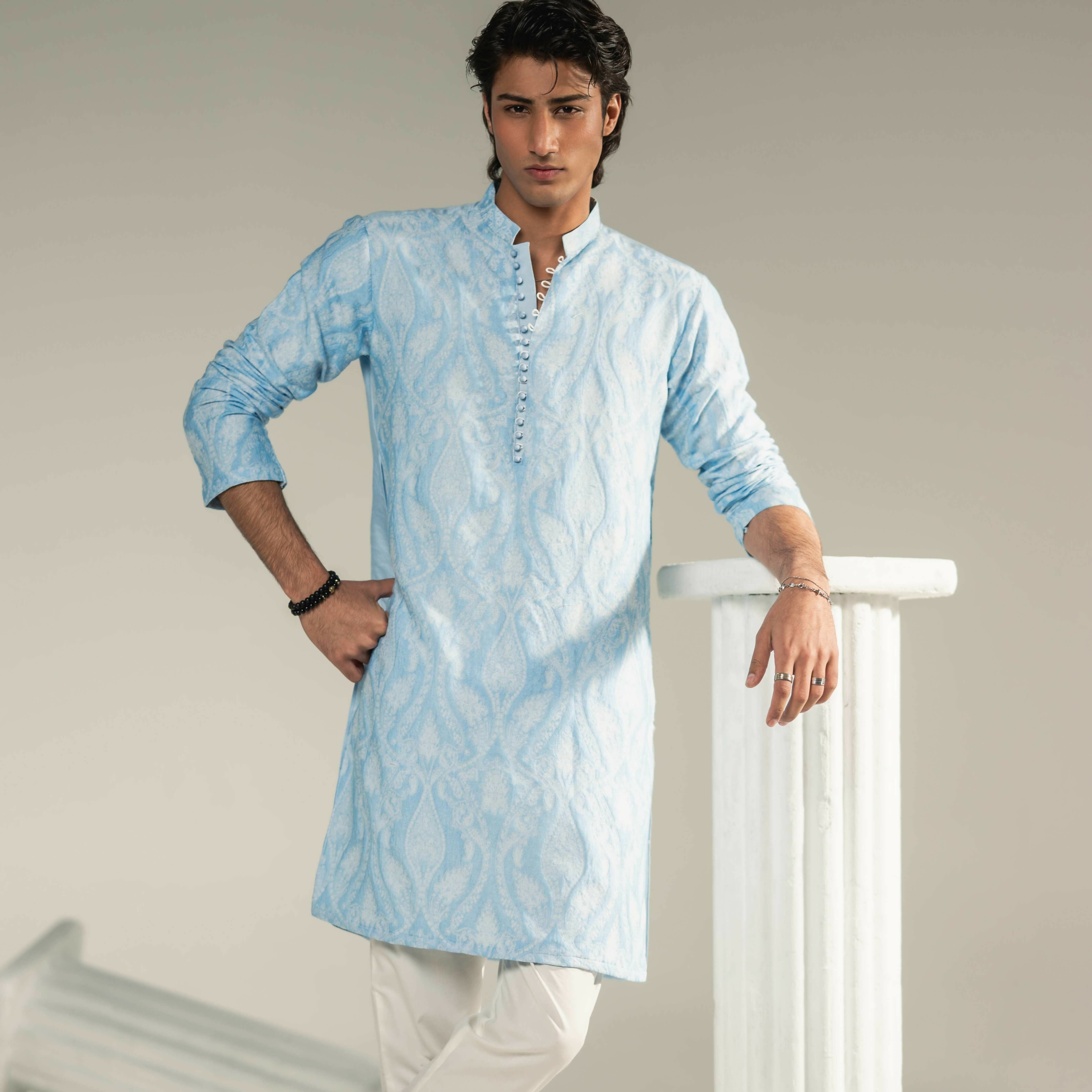 CK 767 Sky Blue Chikankari Kurta