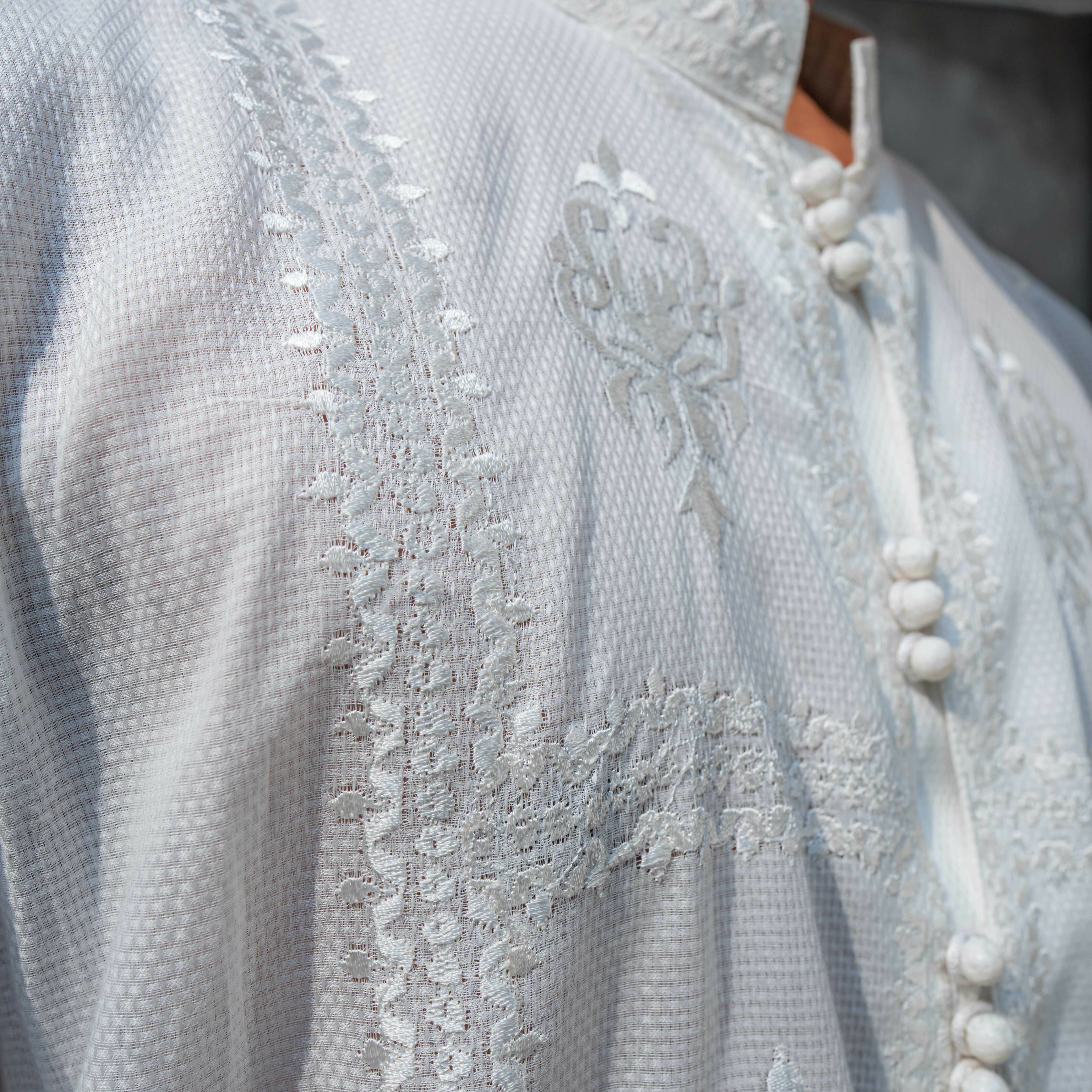 CK 752 White Embroidered Kurta With Farshi Shalwar