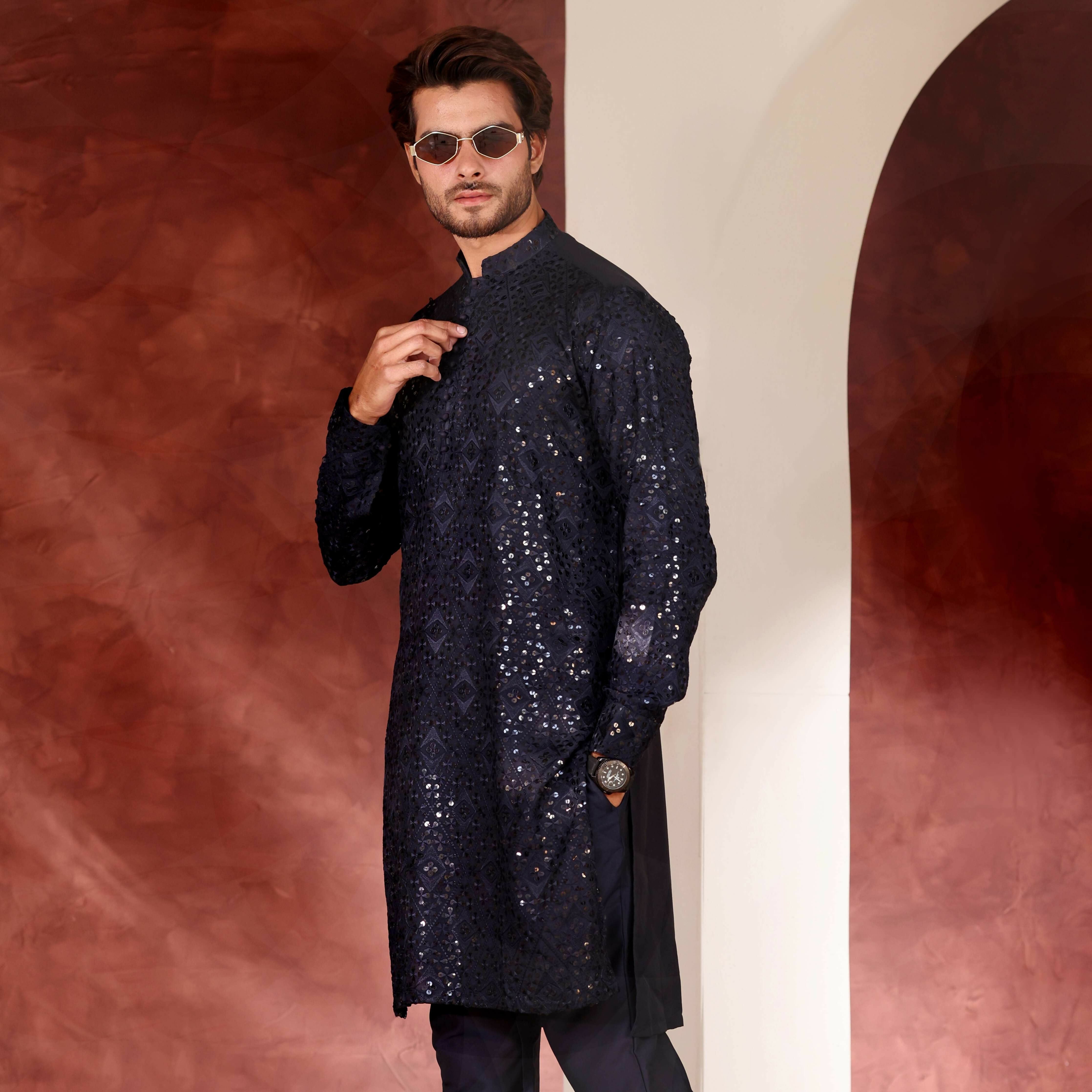 CK 773 Ink Blue Chikankari Kurta
