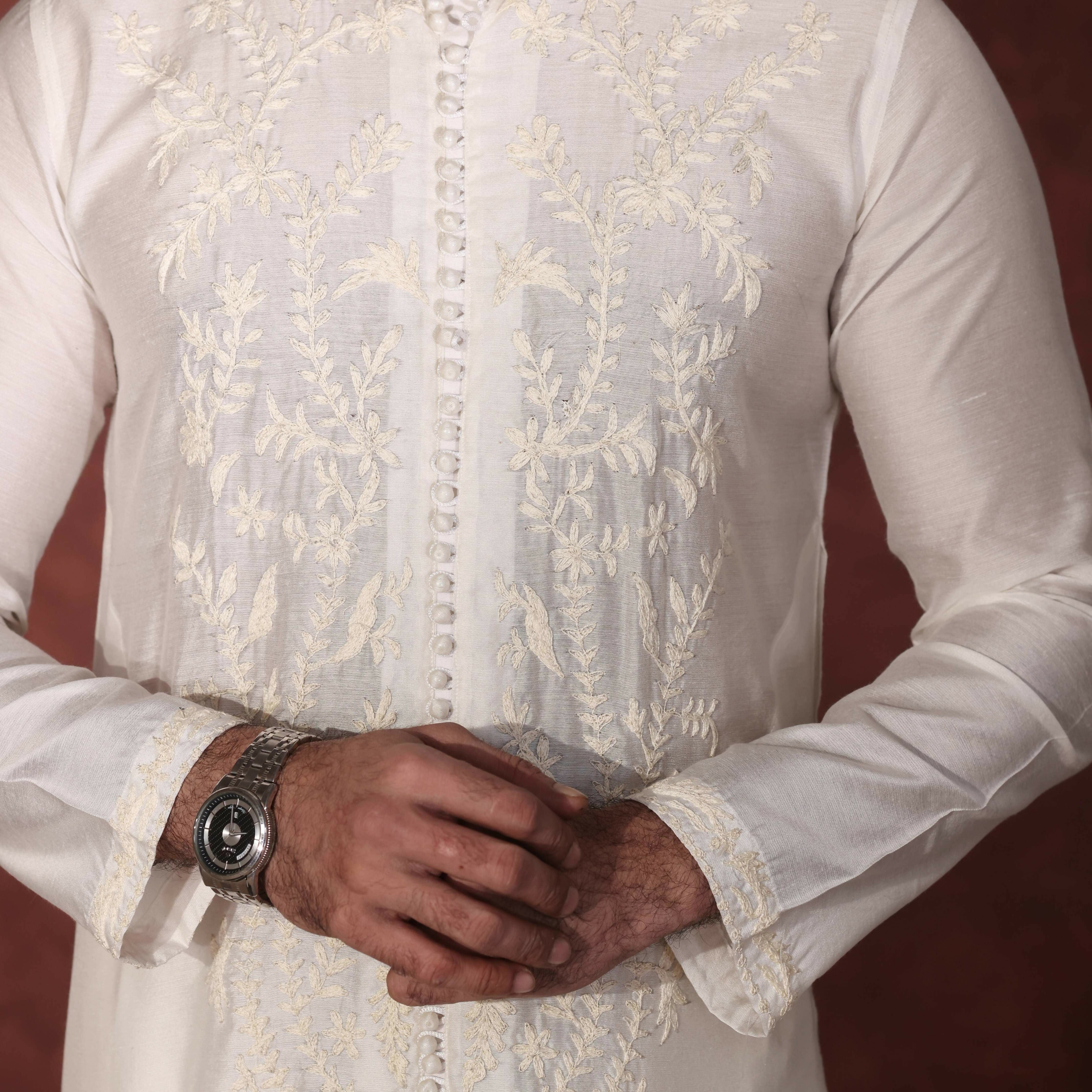 CK 761 White Chikankari Kurta