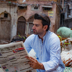 CK 751 Sky Blue Short Embroidered Kurta With Farshi Trouser