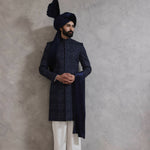 ER SH 118 Navy Blue Sherwani For Men
