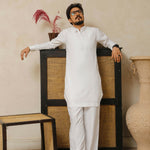ER 806 Shining White Executive Kameez Farshi Shalwar