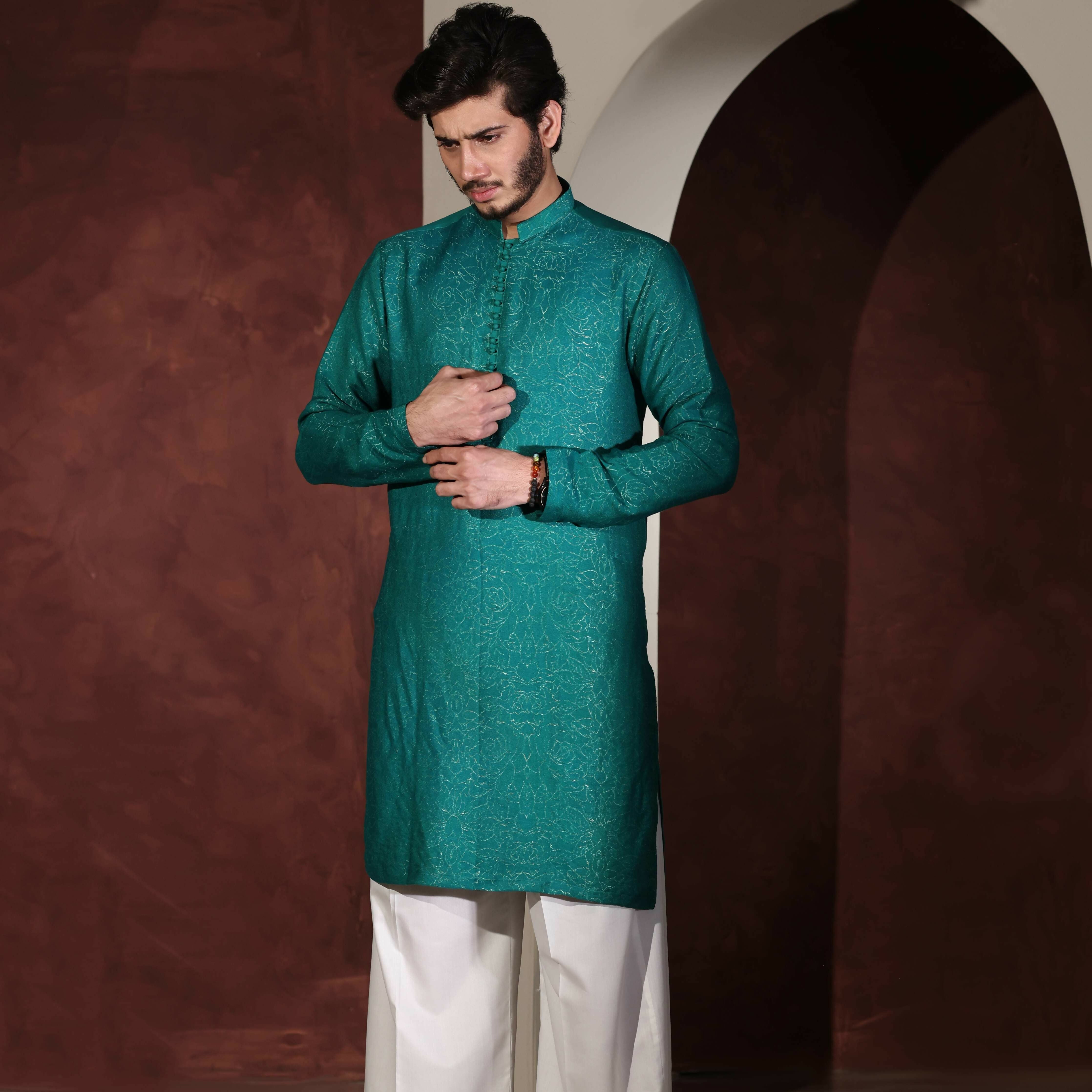 CK 768 Teal Green Chikankari Kurta